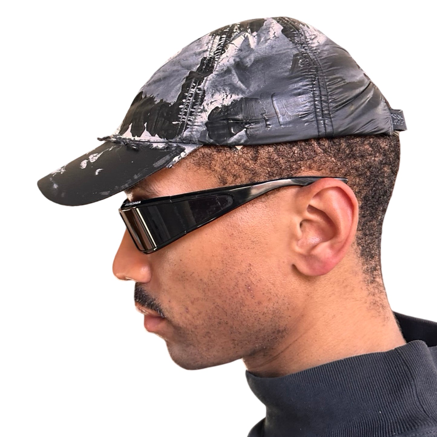 Black Nylon Painted Hat