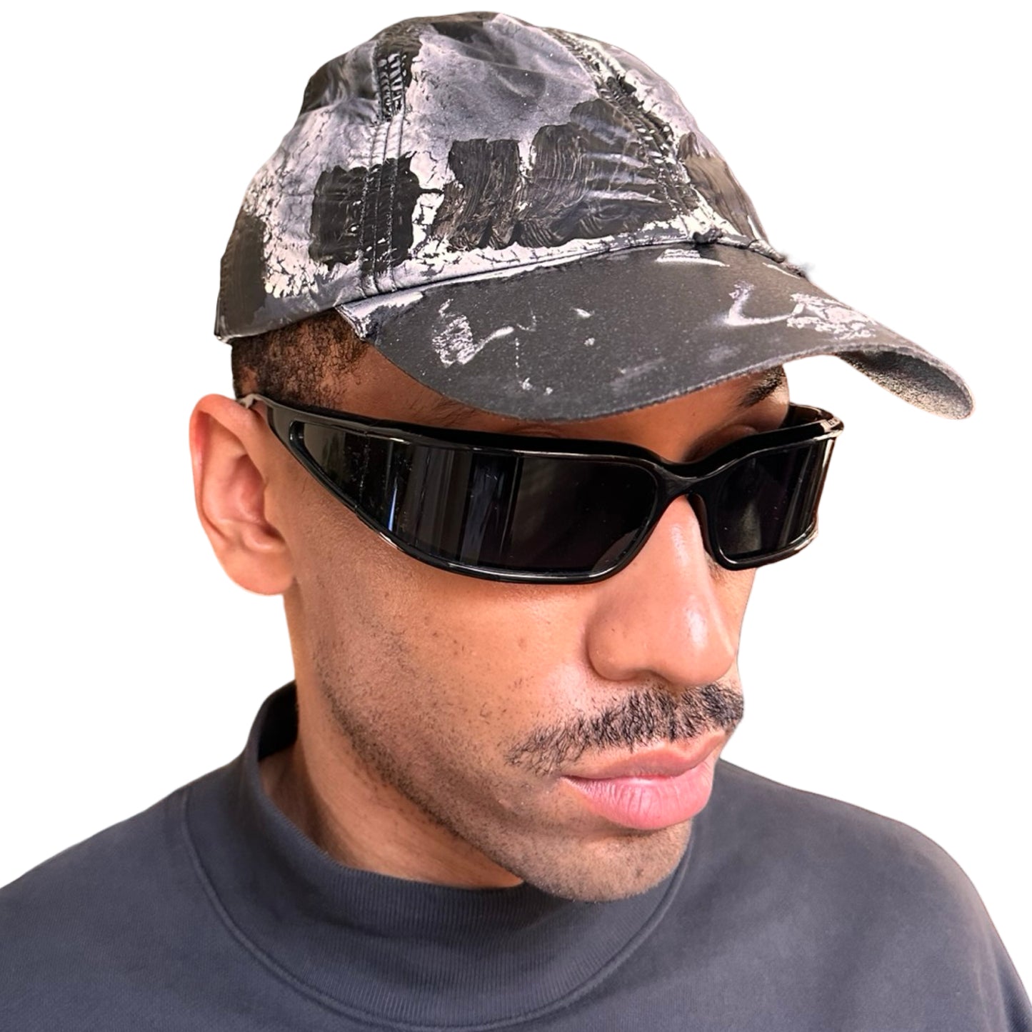 Black Nylon Painted Hat