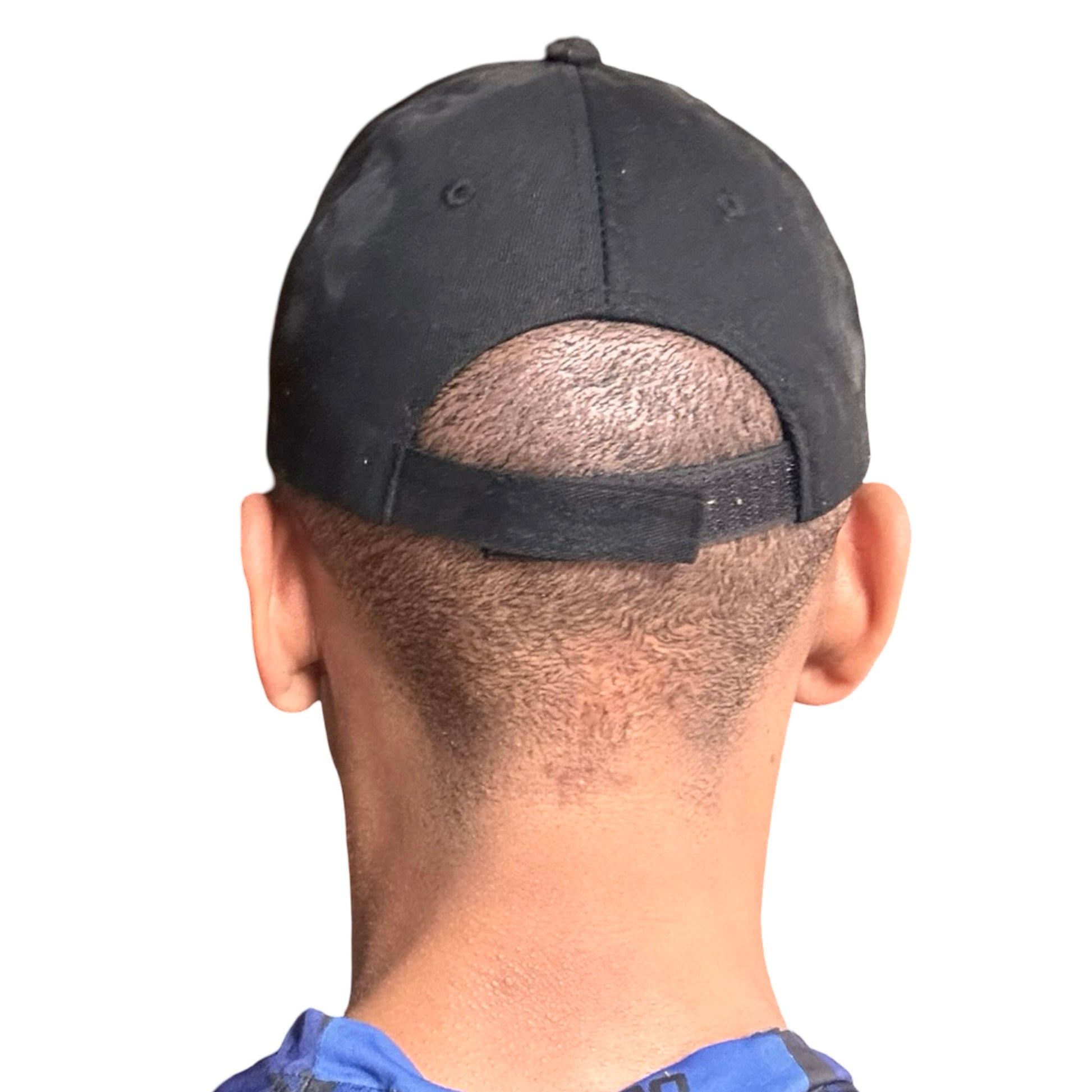 ASTROBOI* 'Black Flame' Y2K Black & Silver Distressed Pierced Hat -  back 