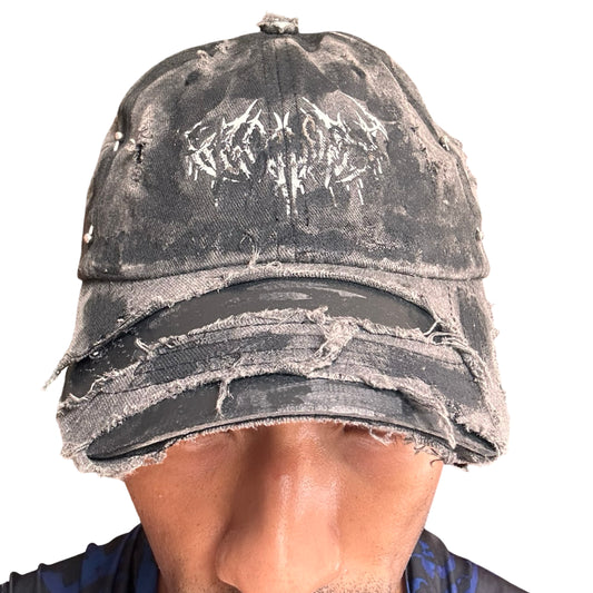 ASTROBOI* 'Indie Grunge' Black Distressed Hat -  front 