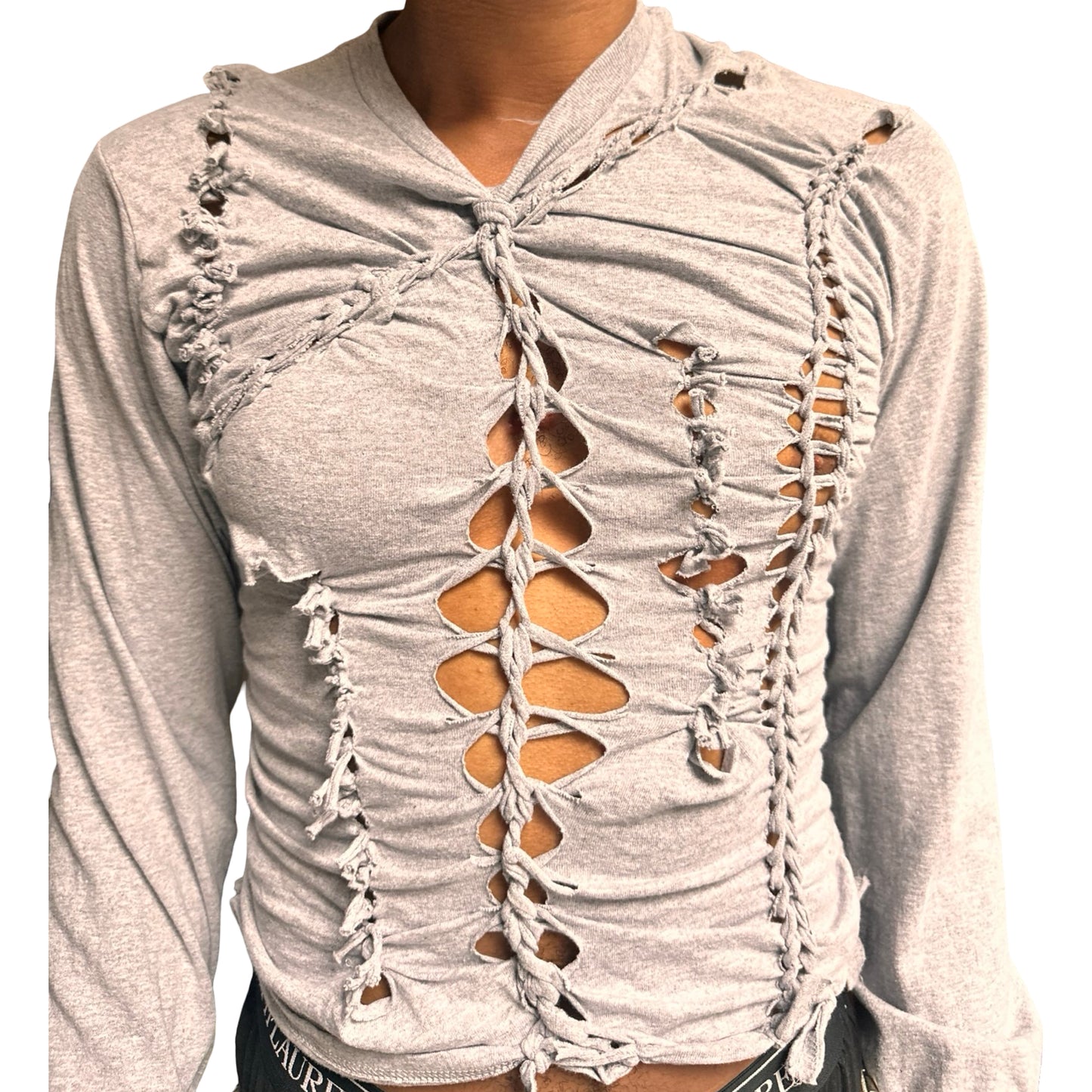 ASTROBOI x Gildan 'Neutral' Gray Braided Twist Long Sleeve T-Shirt -  front 2