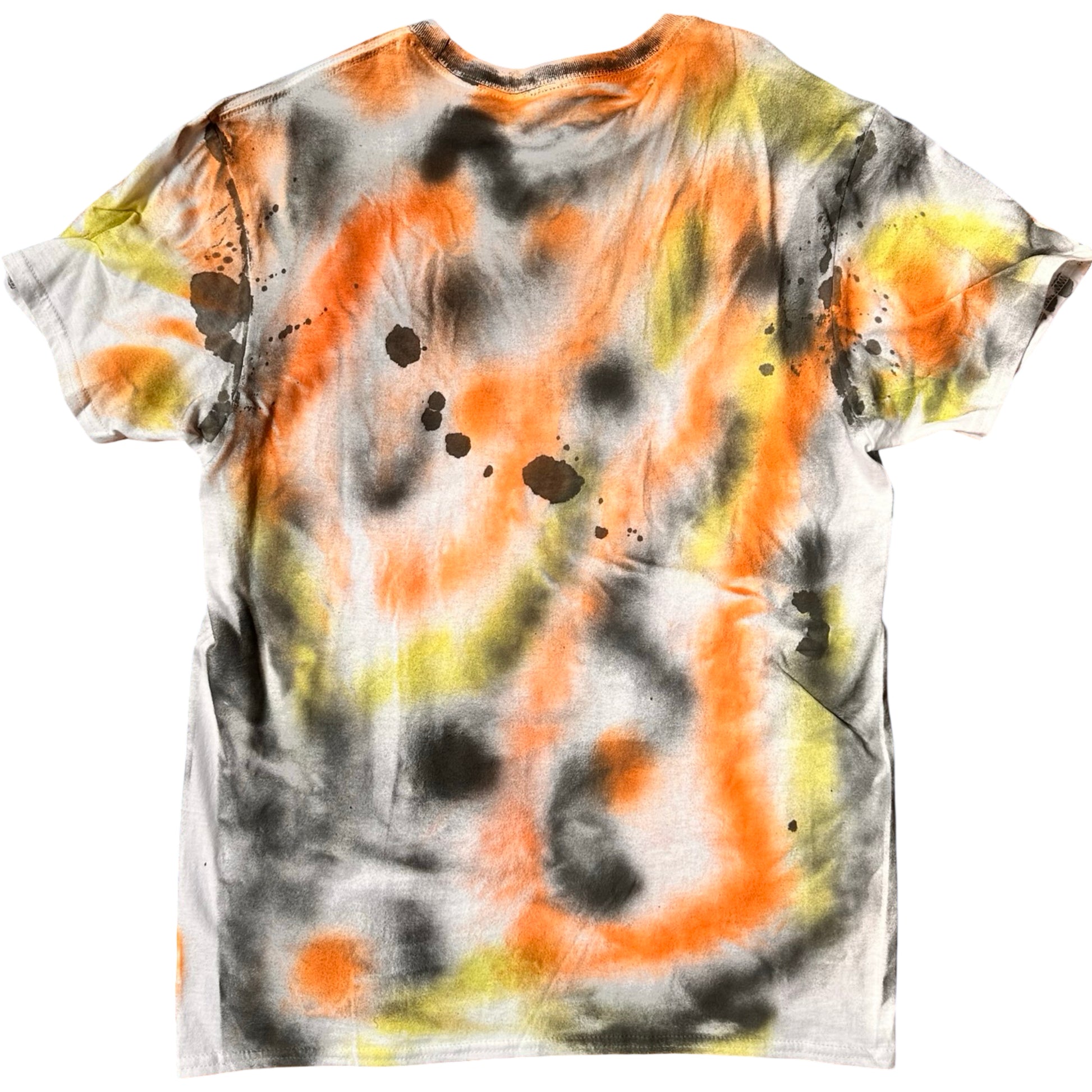 ASTROBOI x Gildan 'Orange Haze' White Multicolored Painted Graphic T-Shirt – flat back 