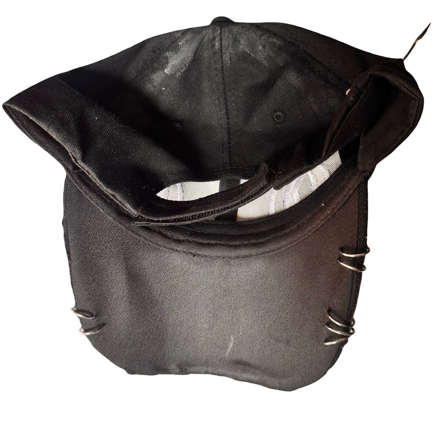 ASTROBOI* 'Black Flame' Y2K Black & Silver Distressed Pierced Hat