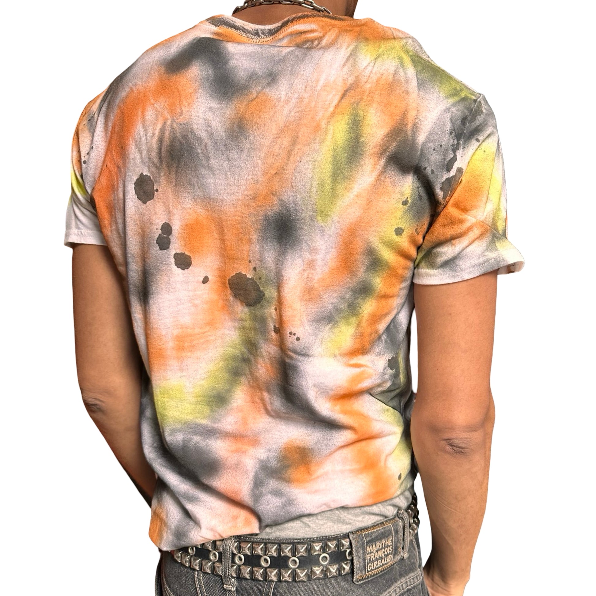 ASTROBOI x Gildan 'Orange Haze' White Multicolored Painted Graphic T-Shirt – back 