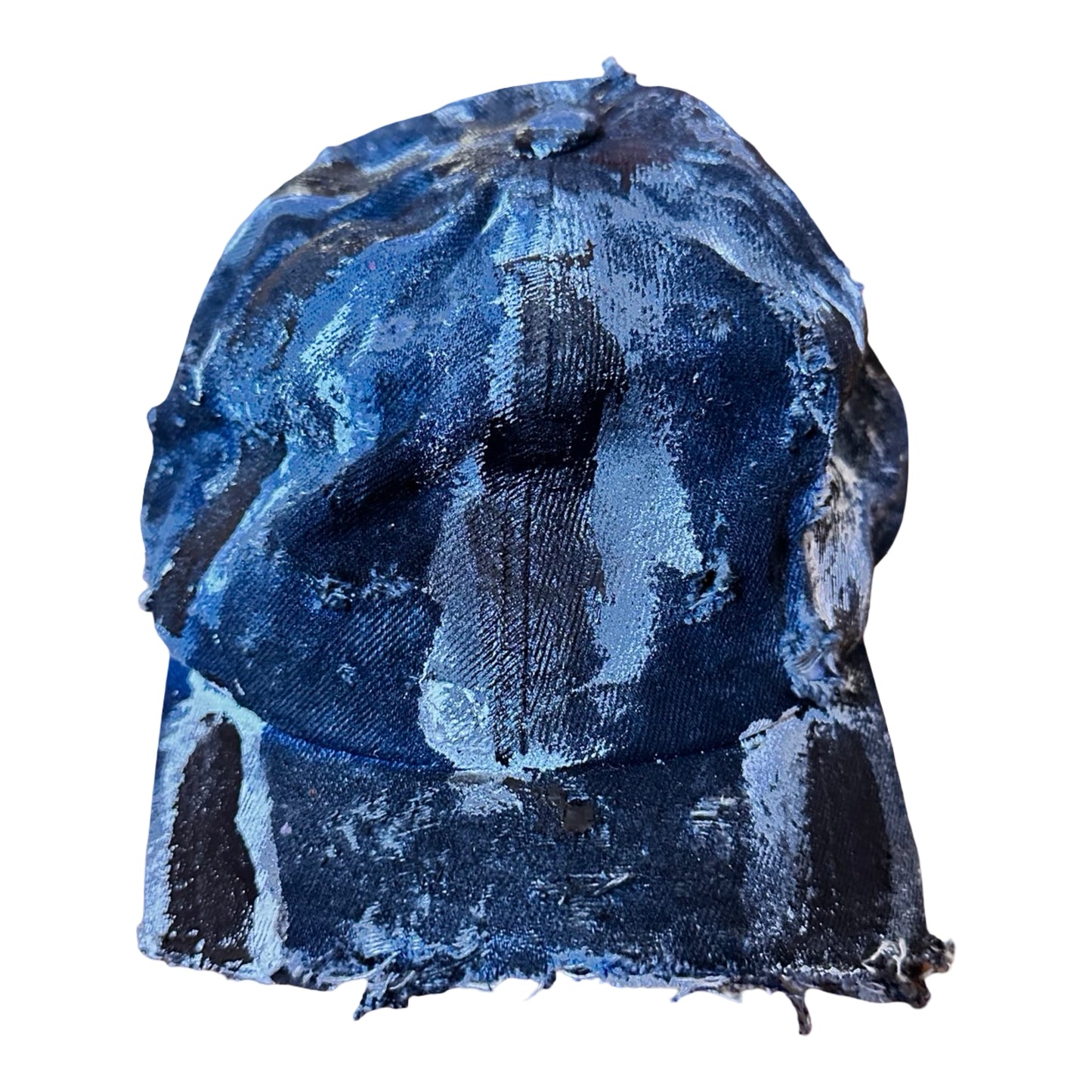 ASTROBOI* DISTRESSED HALF VISOR BLUE DENIM PAINTED HAT