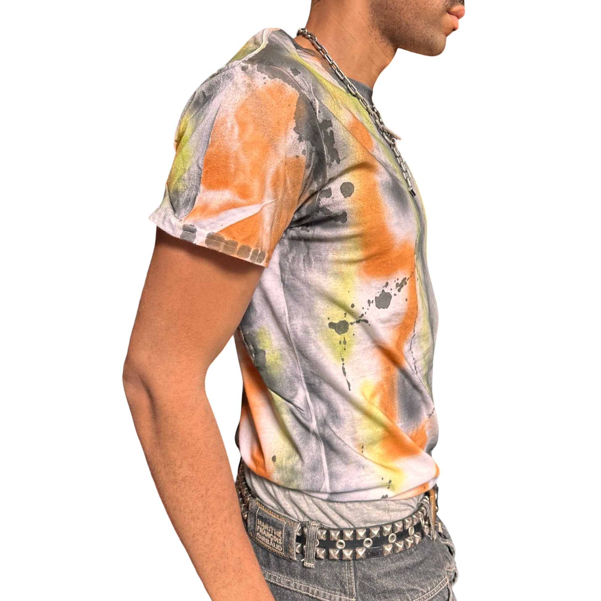 ASTROBOI x Gildan 'Orange Haze' White Multicolored Painted Graphic T-Shirt – right 