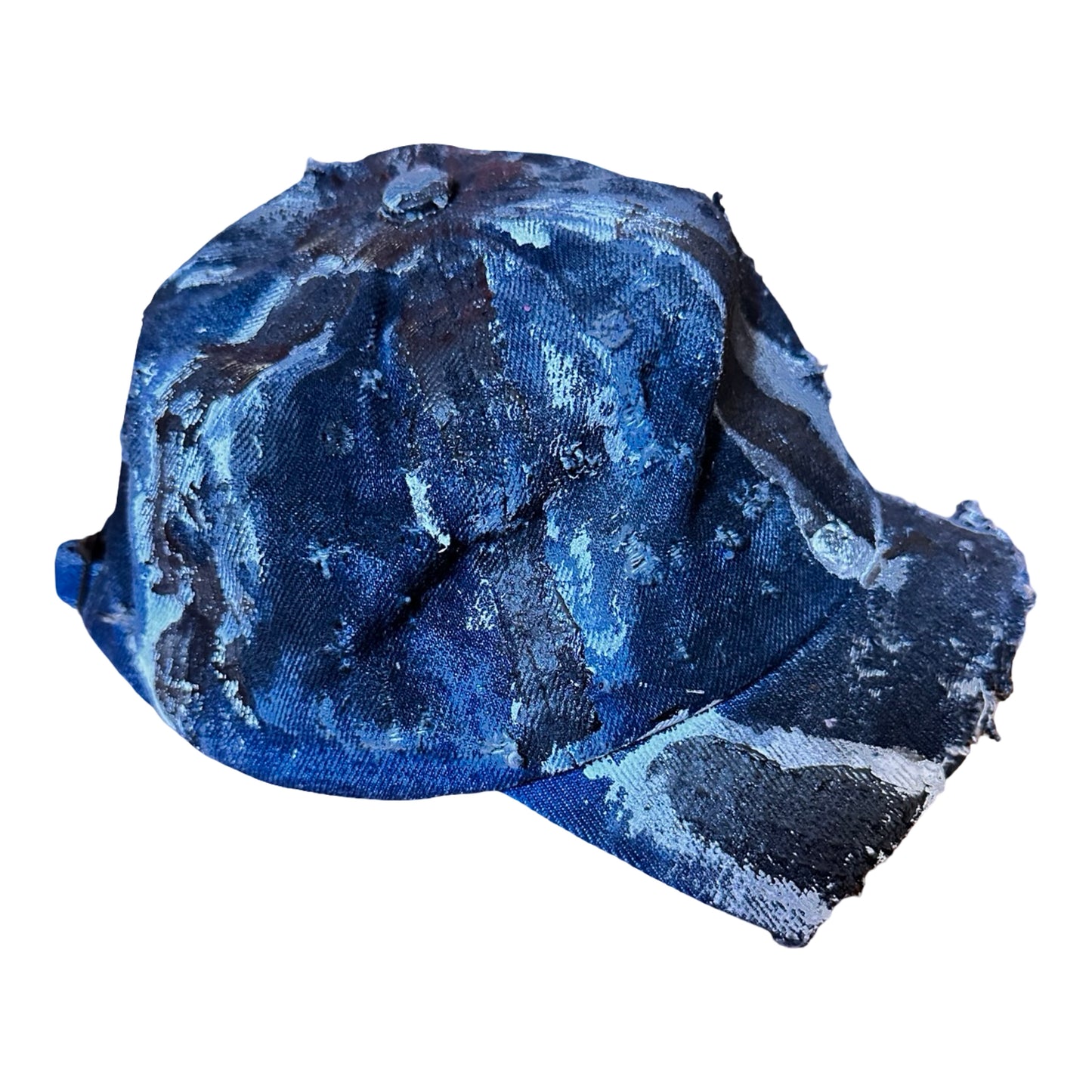 ASTROBOI* DISTRESSED HALF VISOR BLUE DENIM PAINTED HAT