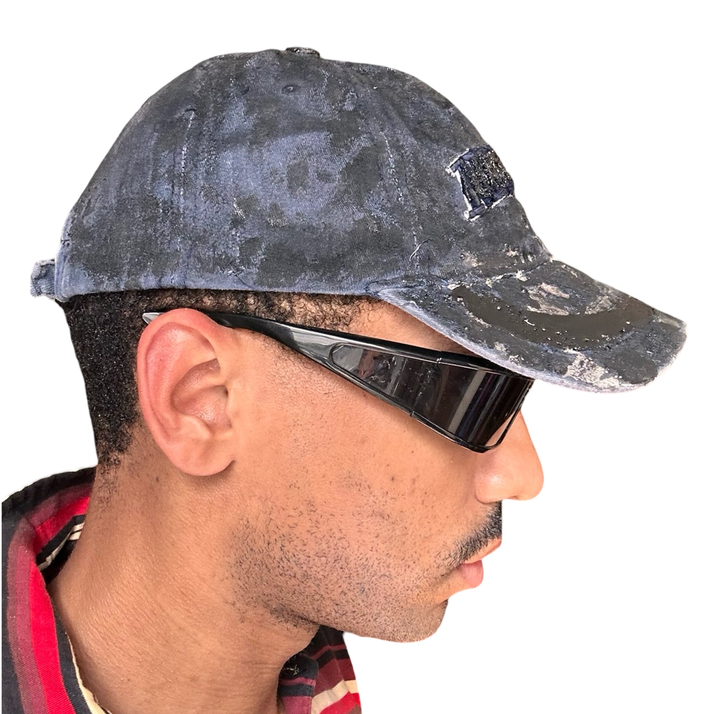 ASTROBOI* 'Zypher' NYC Distressed Metallic Resin Navy Hat -  right 