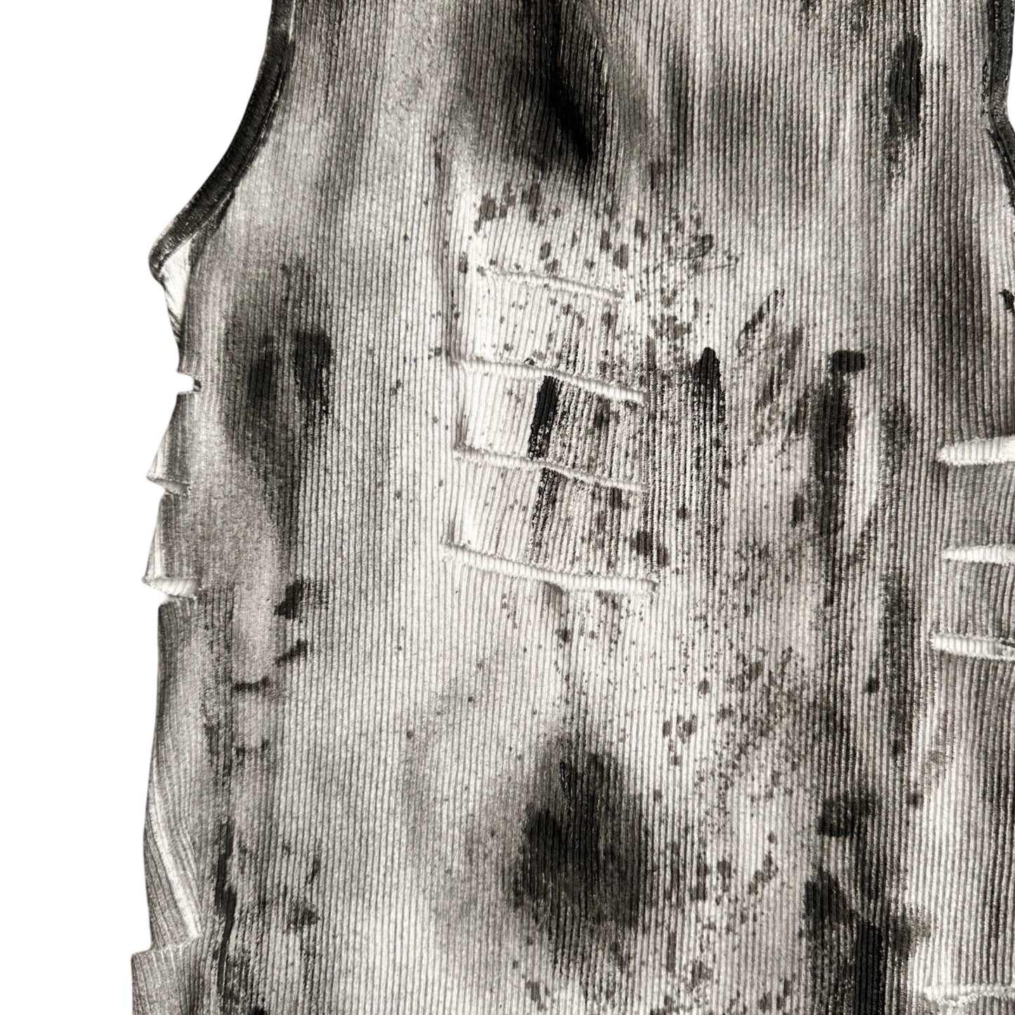 ASTROBOI* x Hanes 'Hero' White Ribbed Black Graphic Print Tank Top - flat front close up