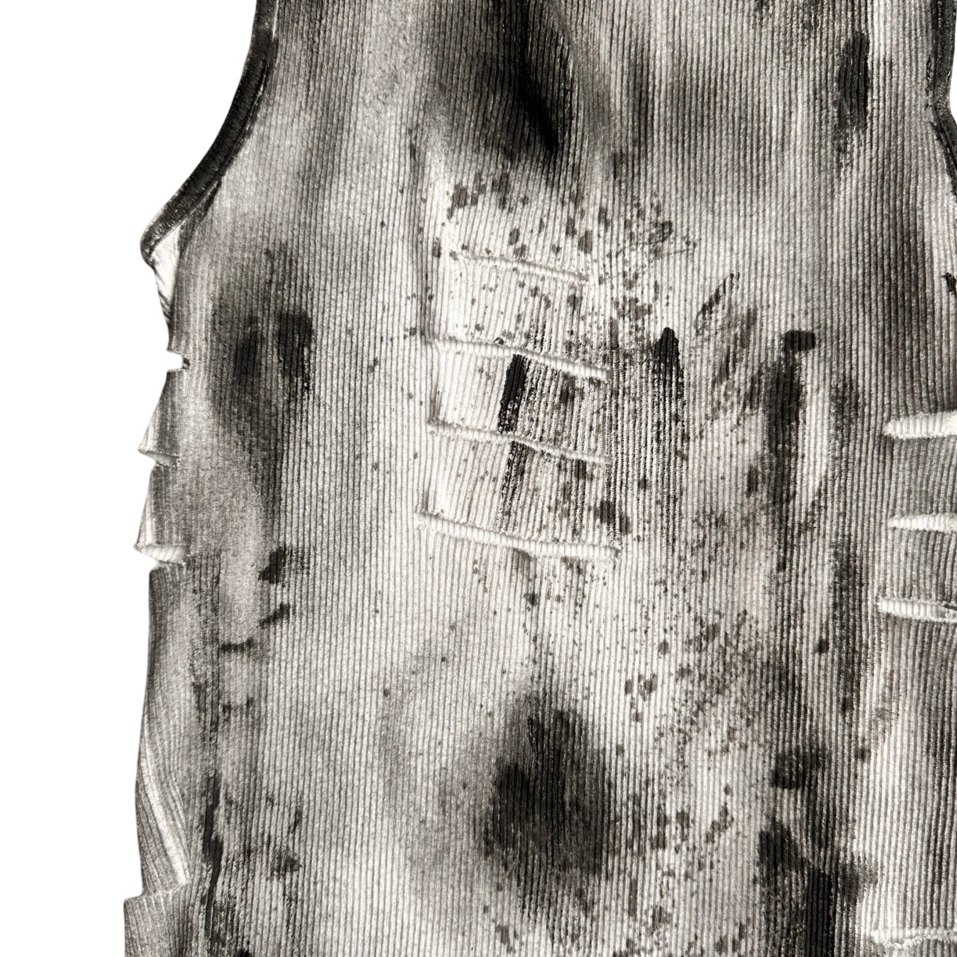 ASTROBOI* x Hanes 'Hero' White Ribbed Black Graphic Print Tank Top - flat front close up