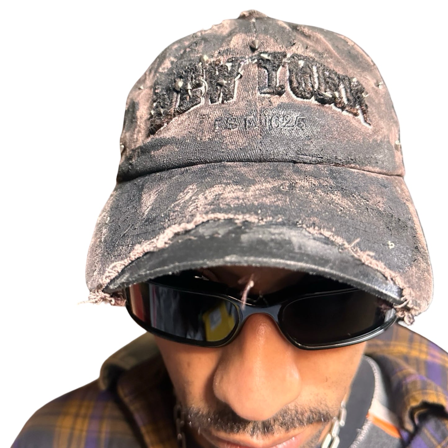 ASTROBOI* NEW YORK 'Soil' Brown & Black Distressed Pierced Hat