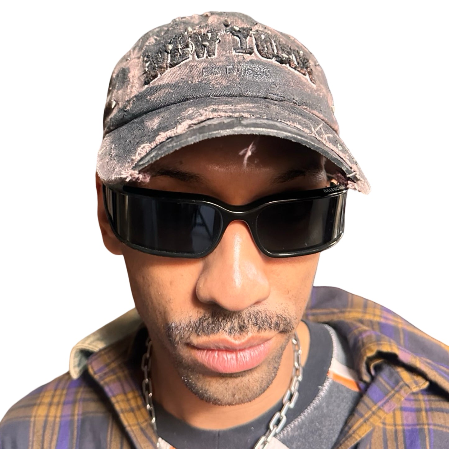 ASTROBOI* NEW YORK 'Soil' Brown & Black Distressed Pierced Hat