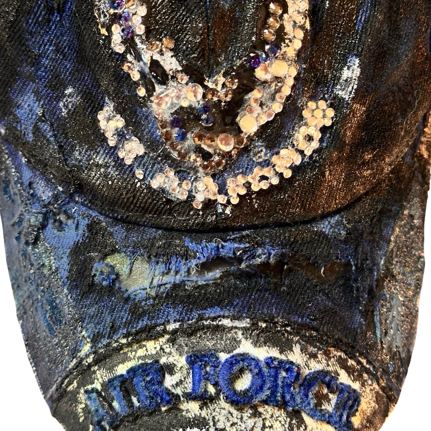 Air Force Blue & Black Distressed Rhinestone Hat
