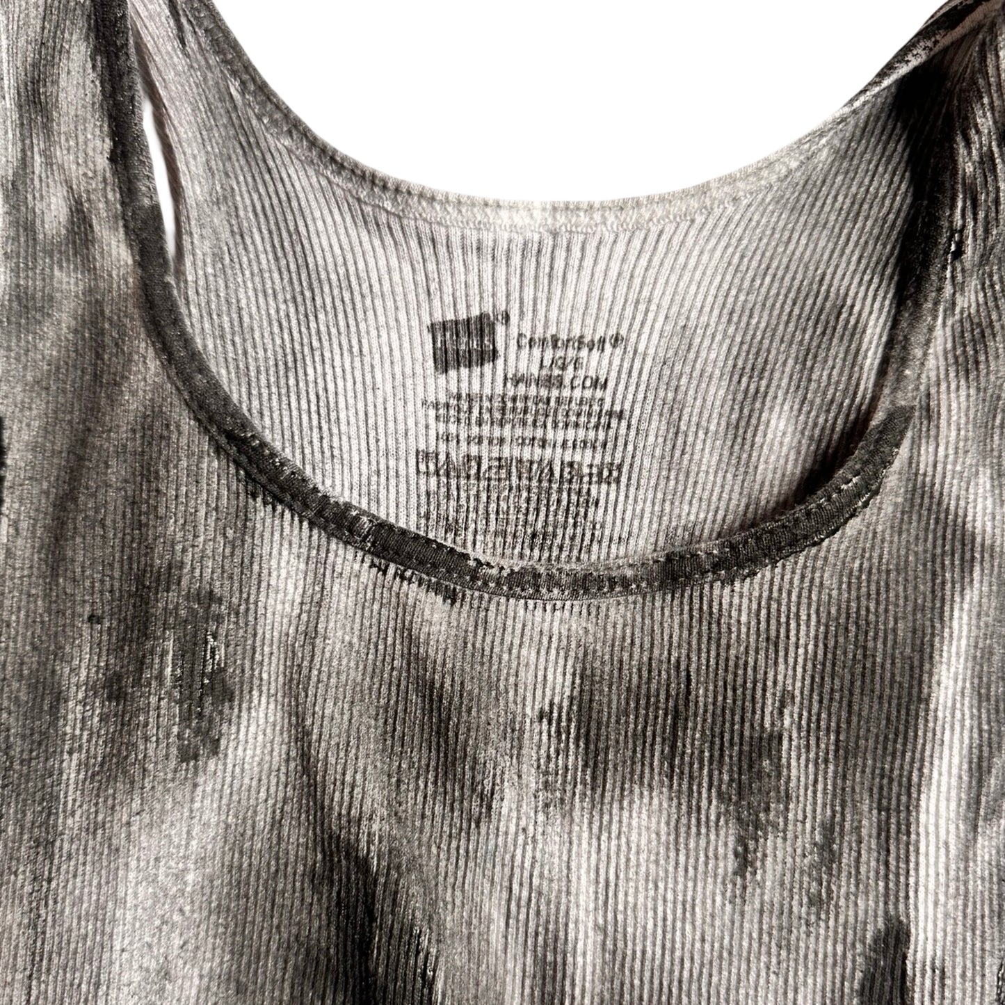 ASTROBOI* x Hanes 'Hero' White Ribbed Black Graphic Print Tank Top - tag