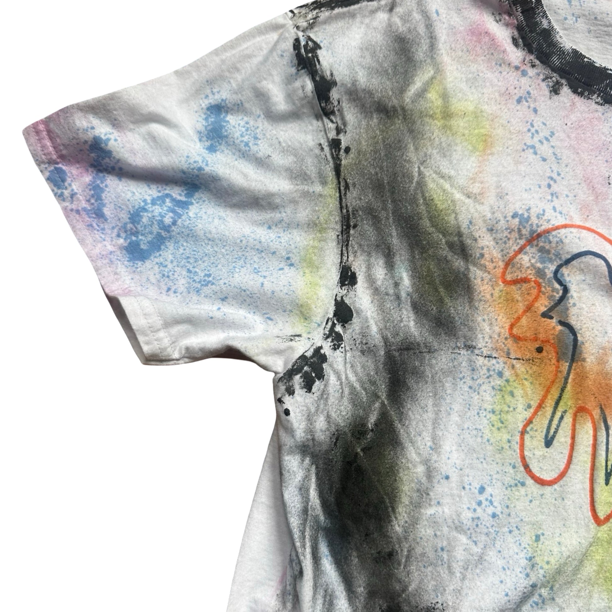 ASTROBOI* 'Pangea' White Painted Graphic T-shirt - flat detail 