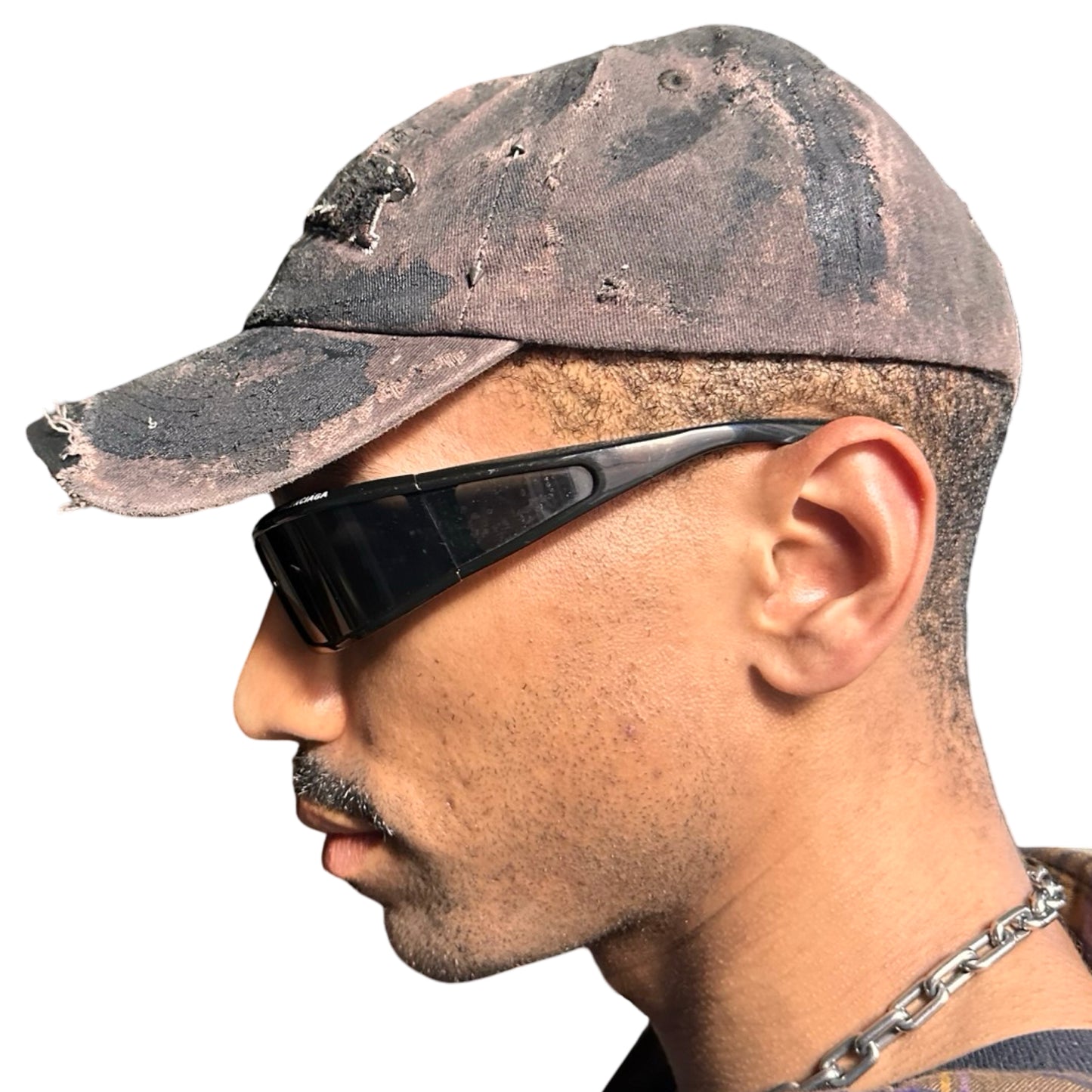 ASTROBOI* NEW YORK 'Soil' Brown & Black Distressed Pierced Hat