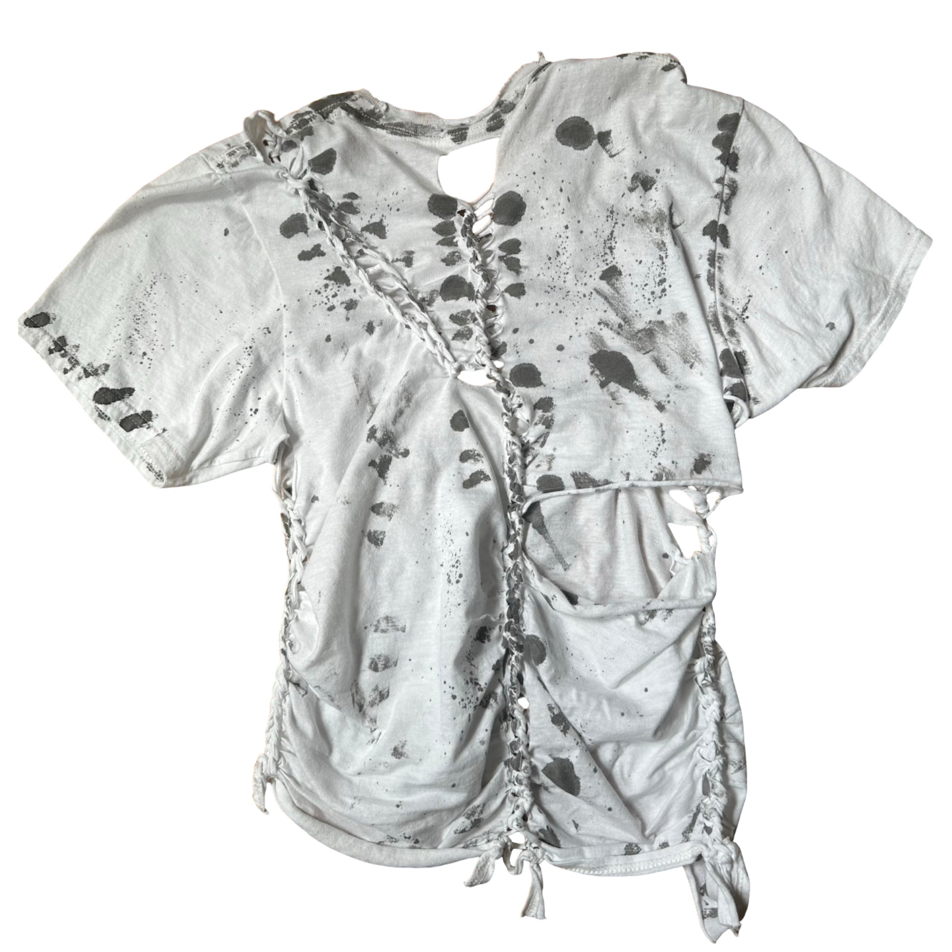 ASTROBOI* x Gildan '1001' White Braided Twist T-shirt - flat back 1