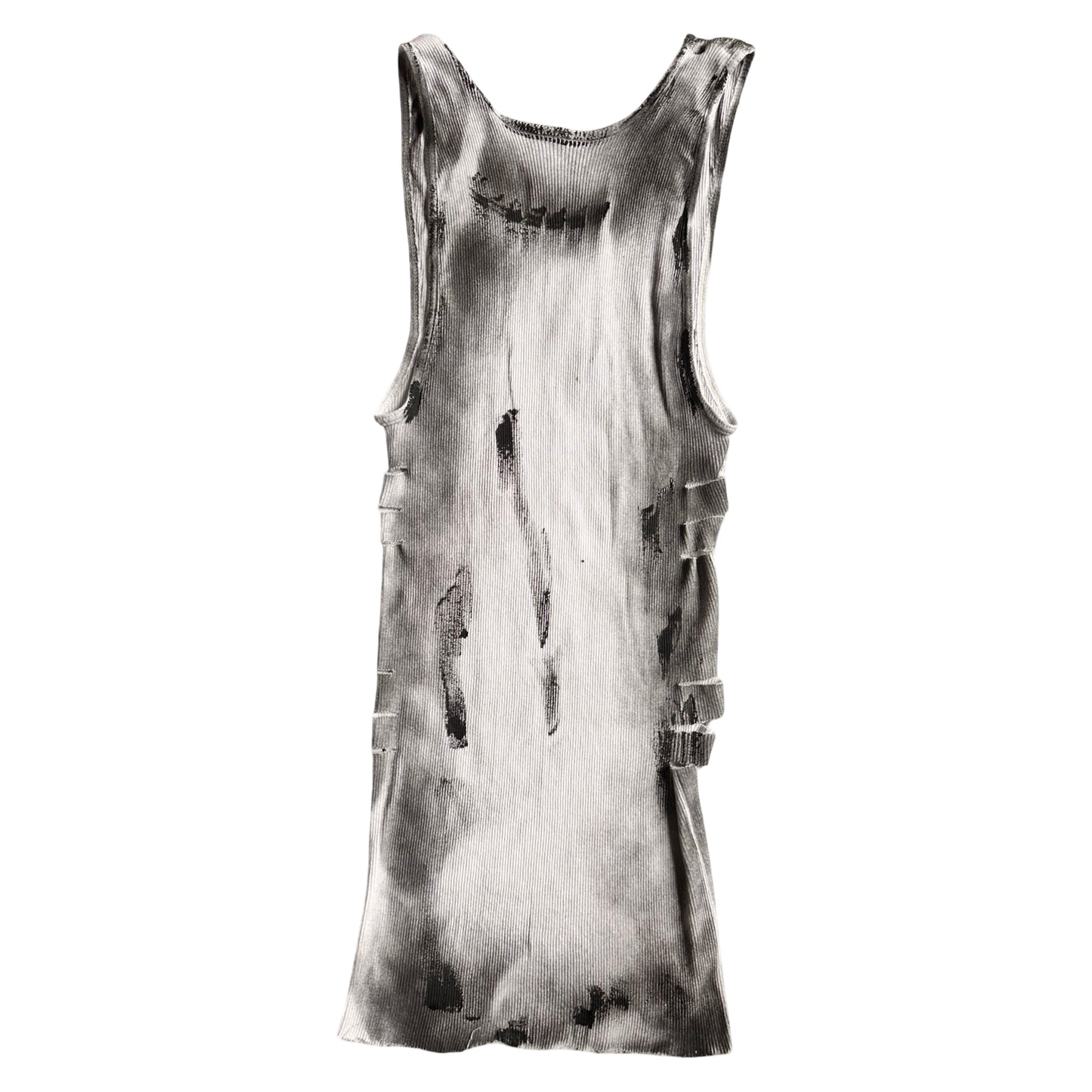 ASTROBOI* x Hanes 'Hero' White Ribbed Black Graphic Print Tank Top - flat back 