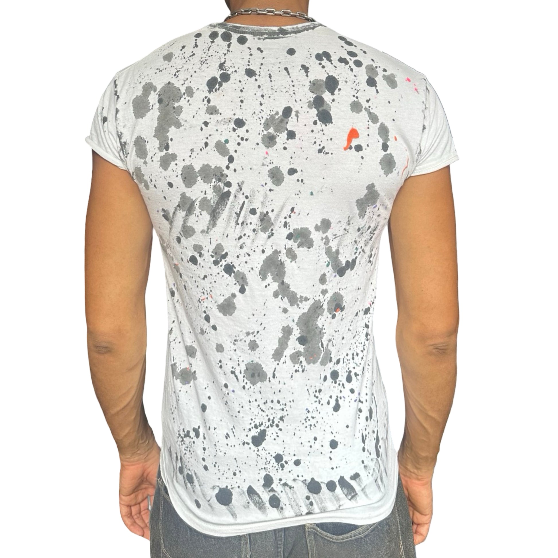 ASTROBOI* x Hanes 'Multicolor' White Painted Graphic T-shirt - back 