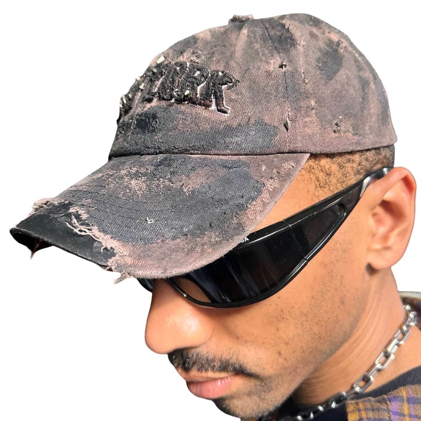 ASTROBOI* NEW YORK 'Soil' Brown & Black Distressed Pierced Hat