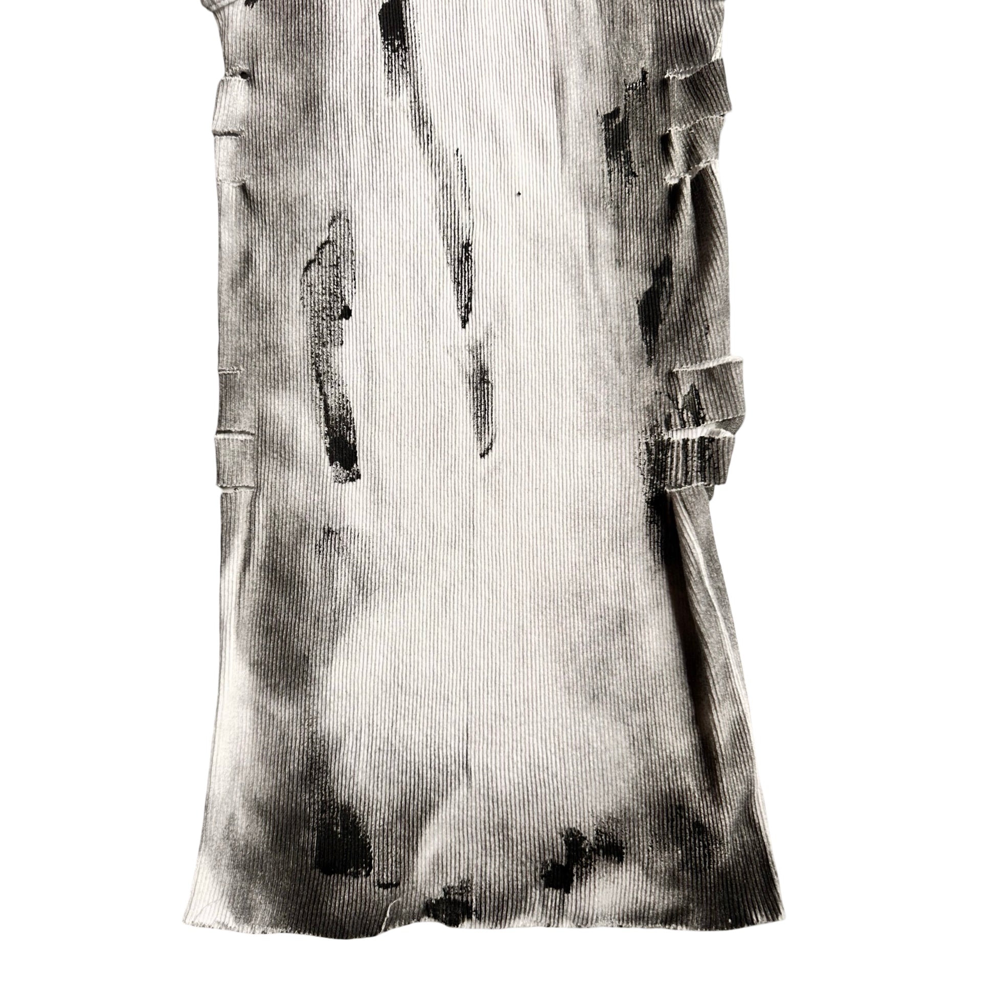 ASTROBOI* x Hanes 'Hero' White Ribbed Black Graphic Print Tank Top - flay back bottom
