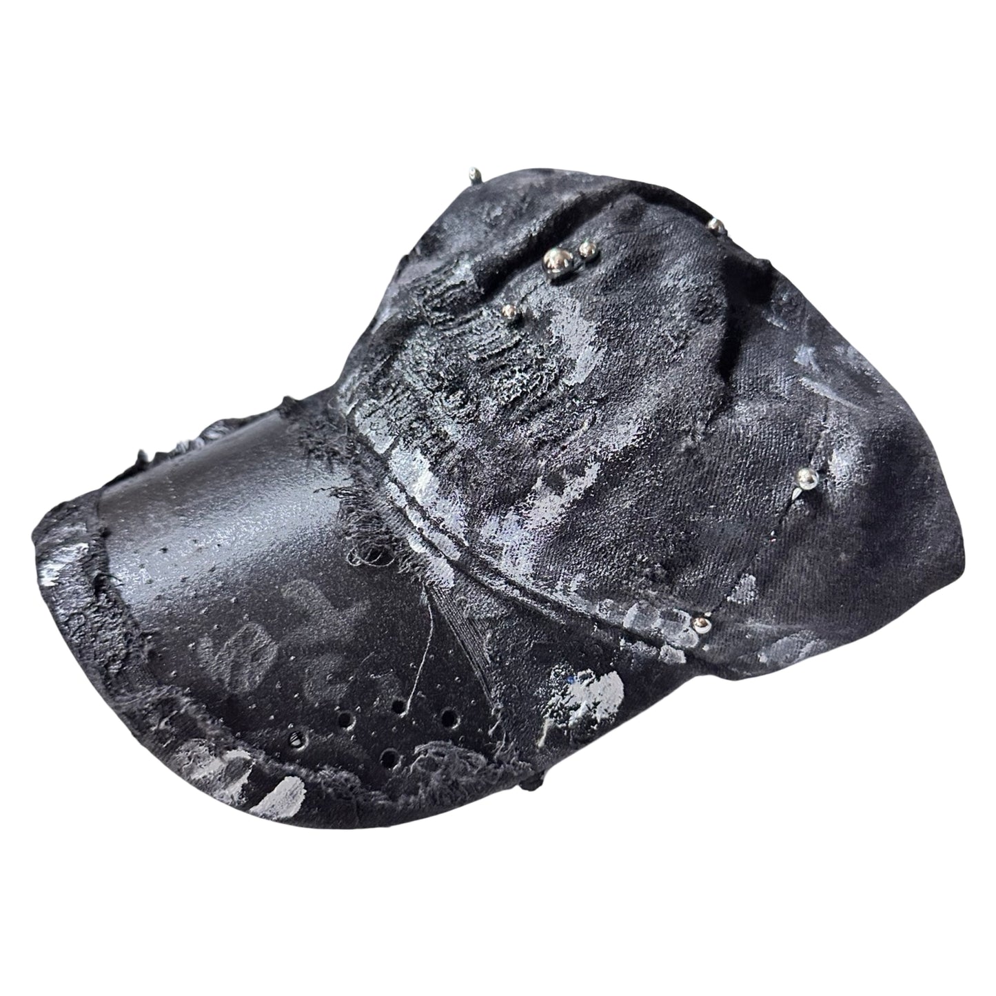 ASTROBOI* 'Cali' Black Painted Pierced Distressed Hat