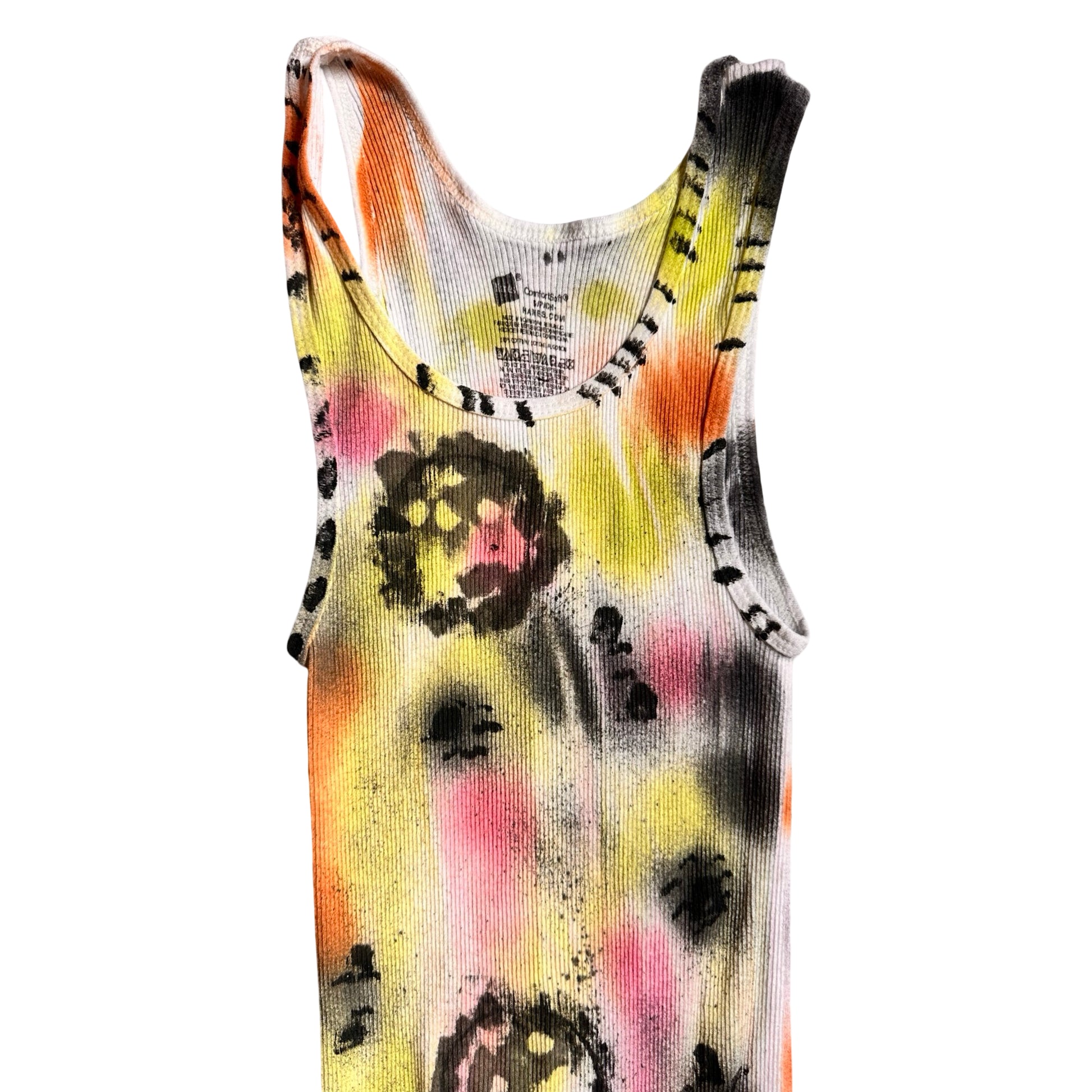 ASTROBOI x Hanes 'Flowers' White Ribbed Graphic Tank Top – front top 