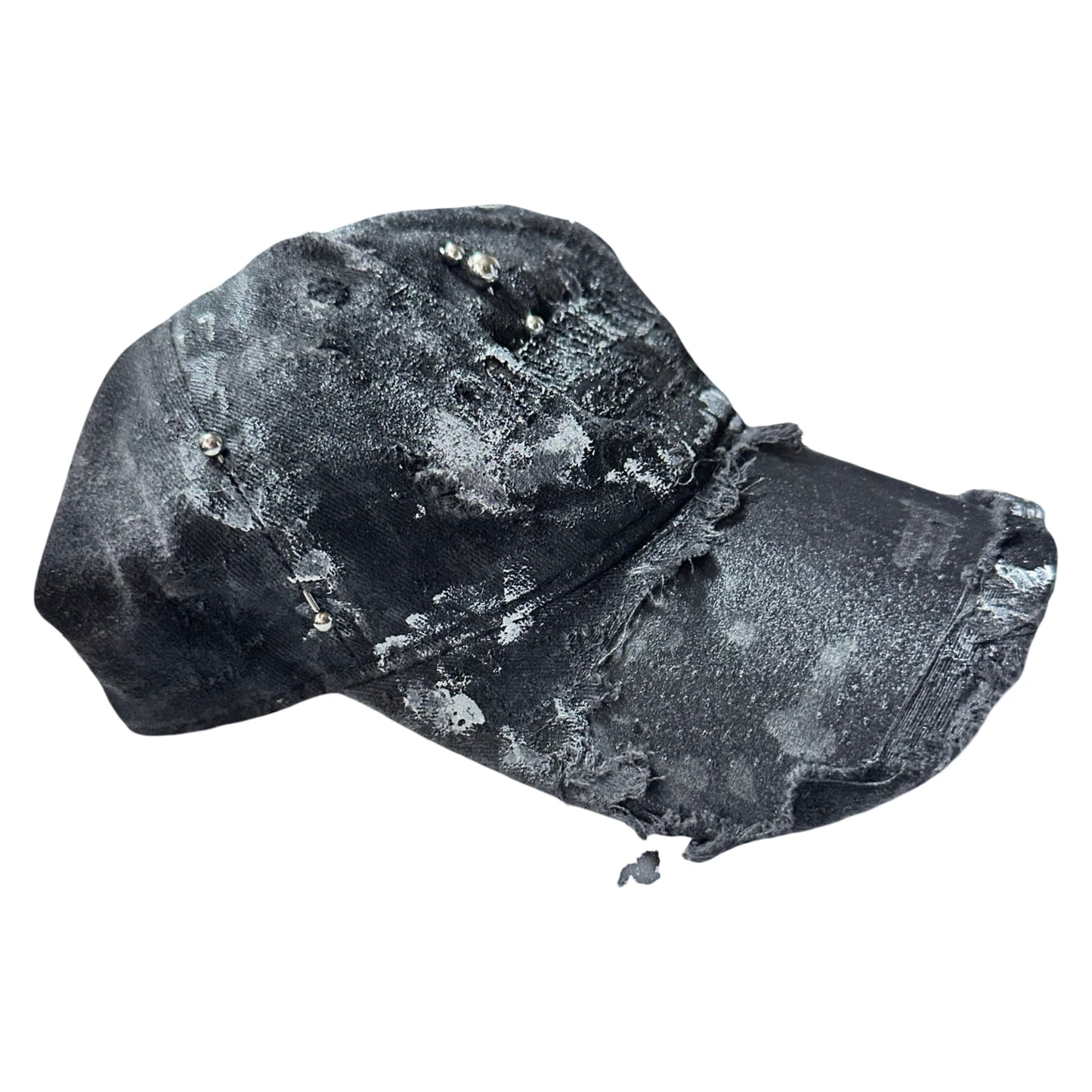 ASTROBOI* 'Cali' Black Painted Pierced Distressed Hat