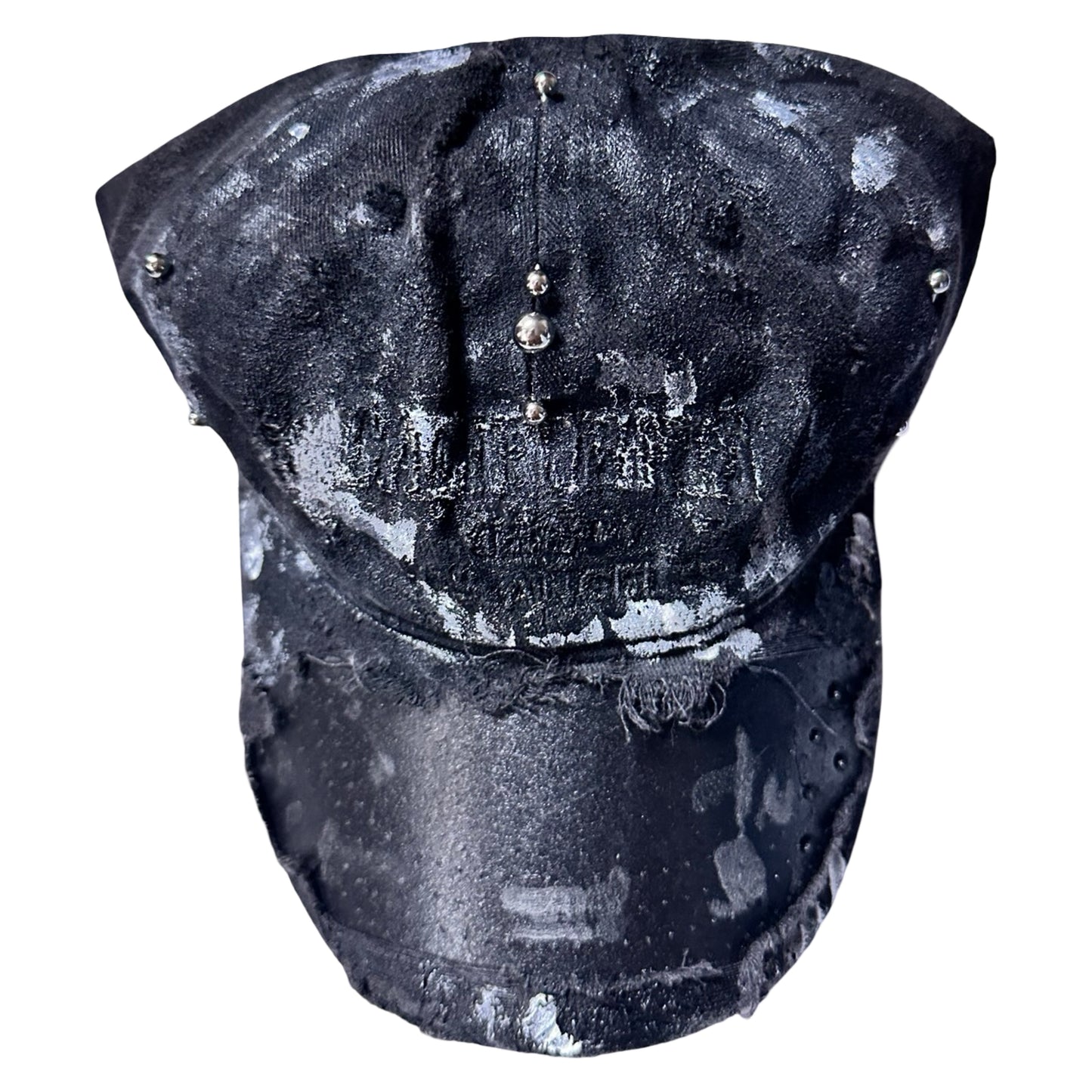 ASTROBOI* 'Cali' Black Painted Pierced Distressed Hat
