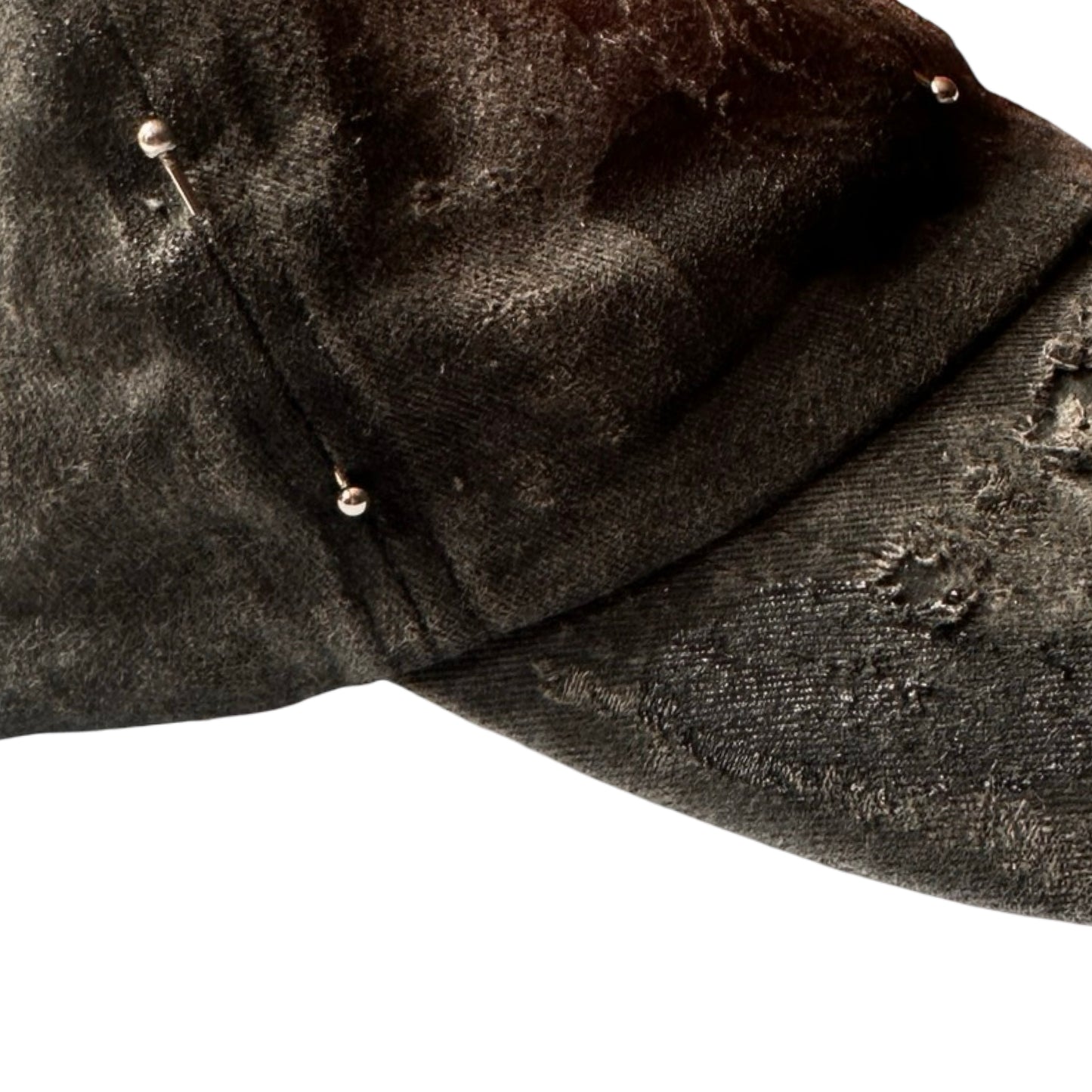 ASTROBOI 'Indie 300' Black Distressed Pierced Half Visor Hat* -  flat detail 