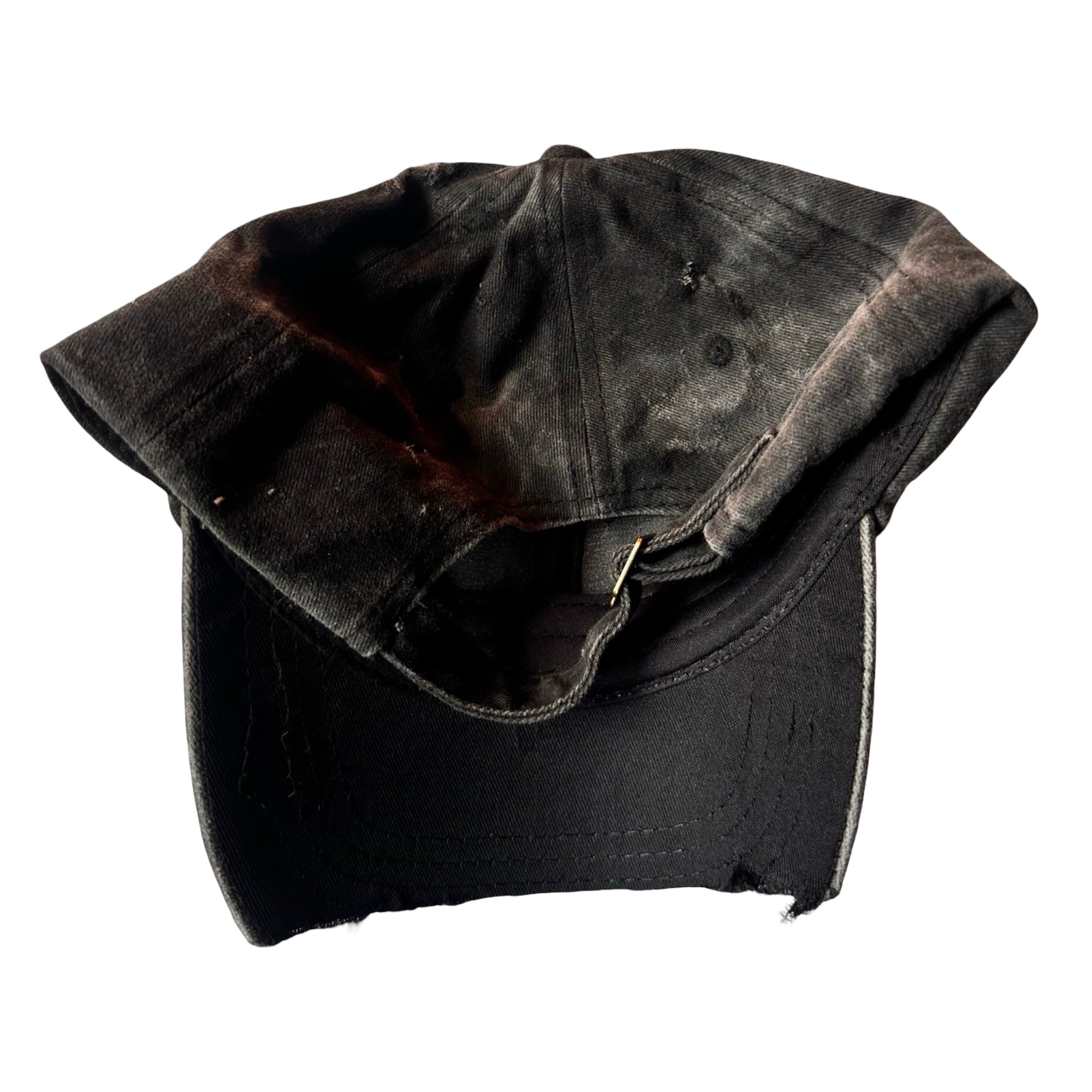 ASTROBOI 'Indie 300' Black Distressed Pierced Half Visor Hat* -  flat back 