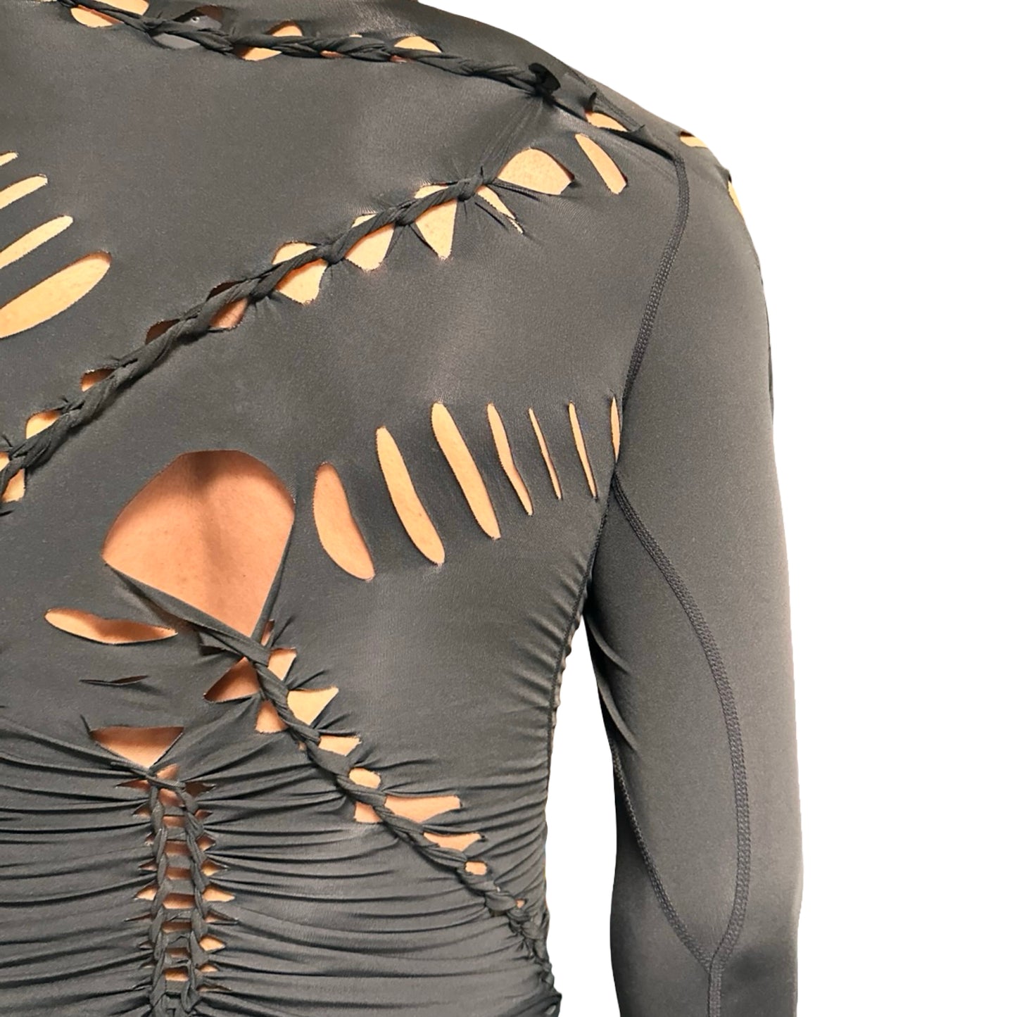 ASTROBOI* ‘Neo’ Black Braided Compression Long Sleeve Top – back detail 