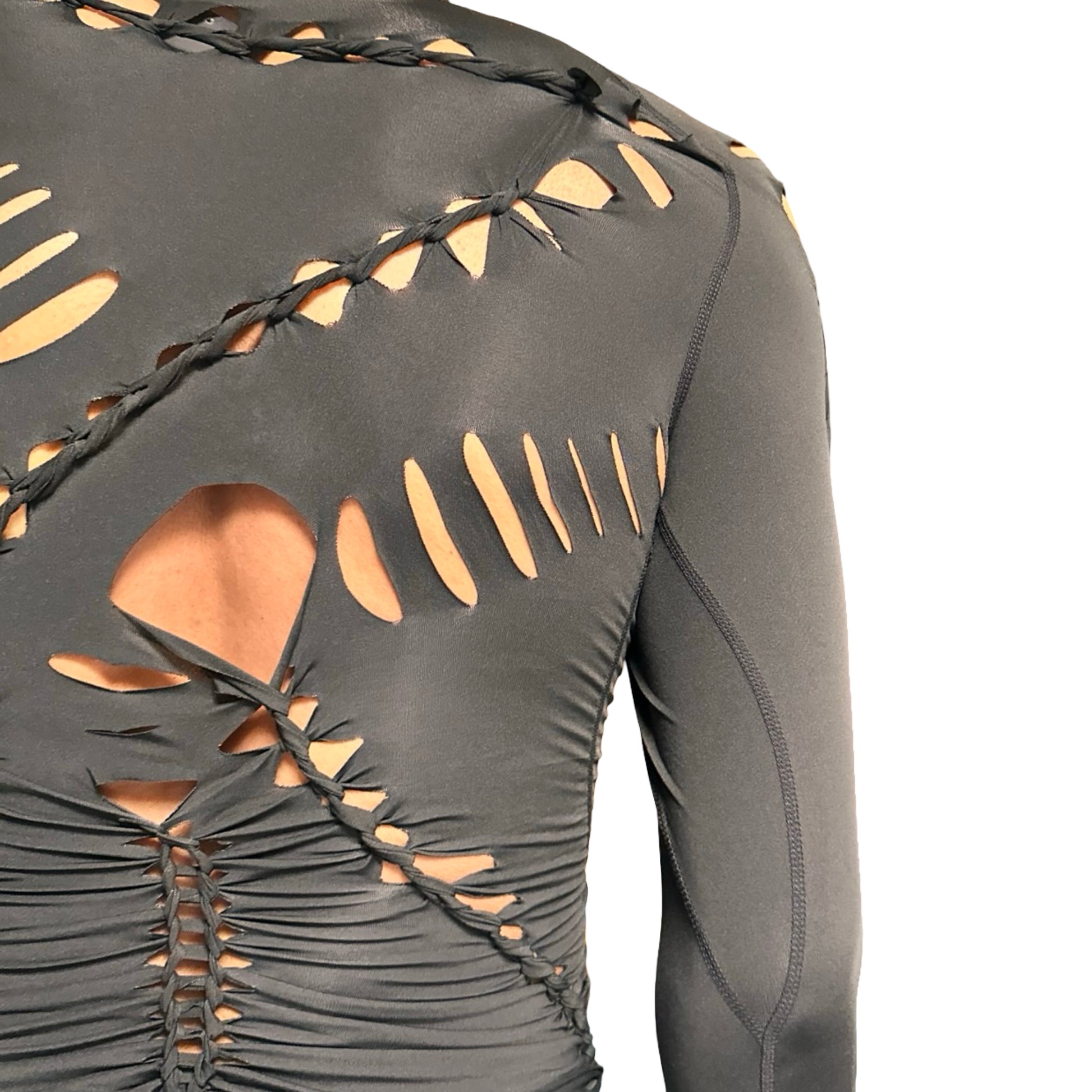 ASTROBOI* ‘Neo’ Black Braided Compression Long Sleeve Top – back detail 