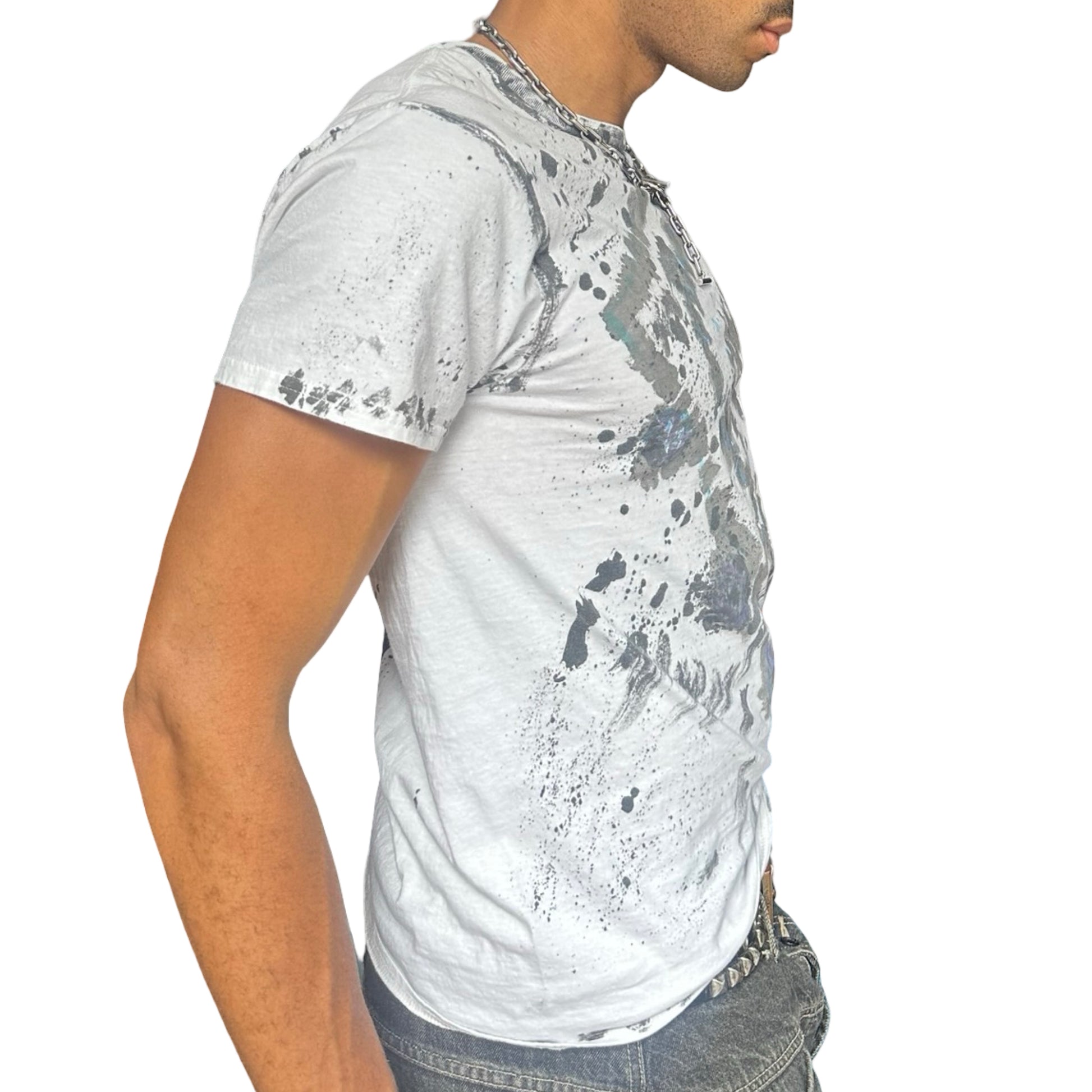 ASTROBOI* x Gildan 'Hidden Messages' White Painted Graphic T-shirt -  right 