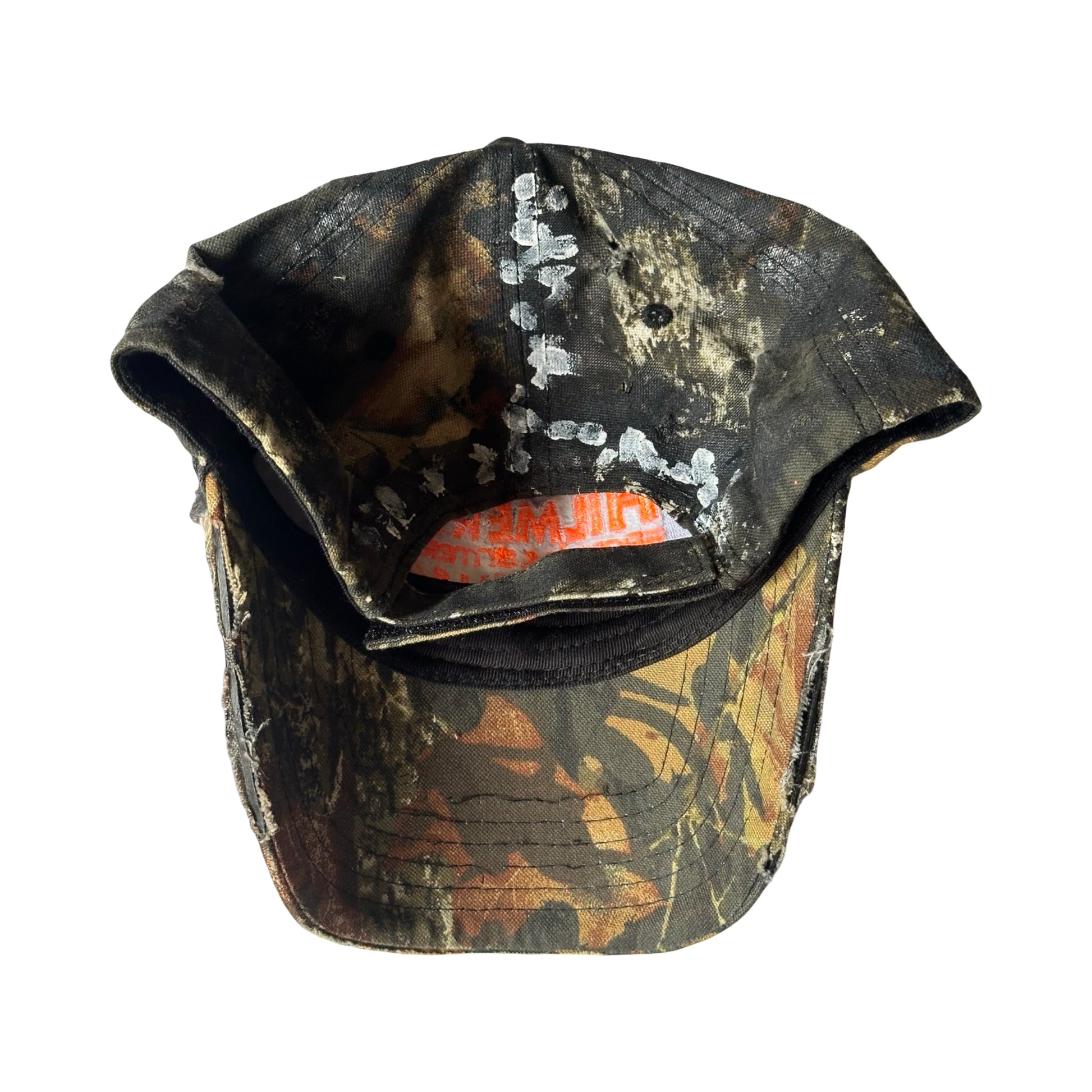 ASTROBOI* Brown Distressed Real Tree Painted Resin Hat - back 