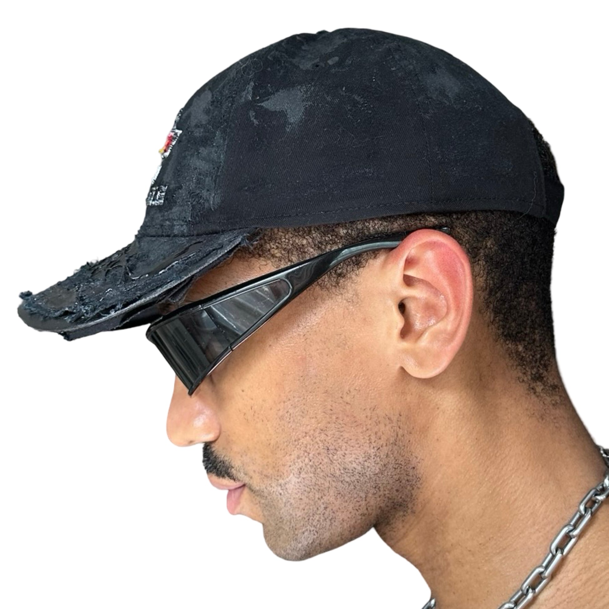 ASTROBOI* x Corvette Black Distressed Streetwear Hat - left 