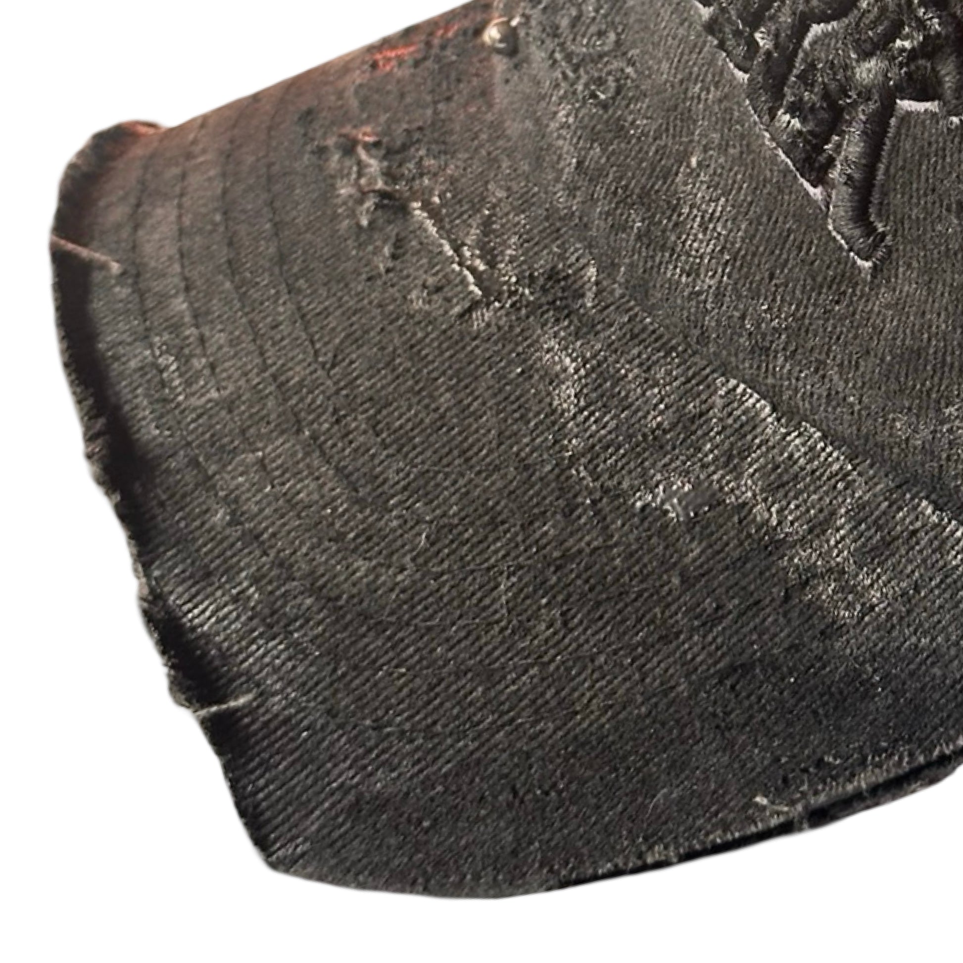 ASTROBOI* 'Kinky' New York Black Distressed Pierced Half Visor Hat - flat detail 