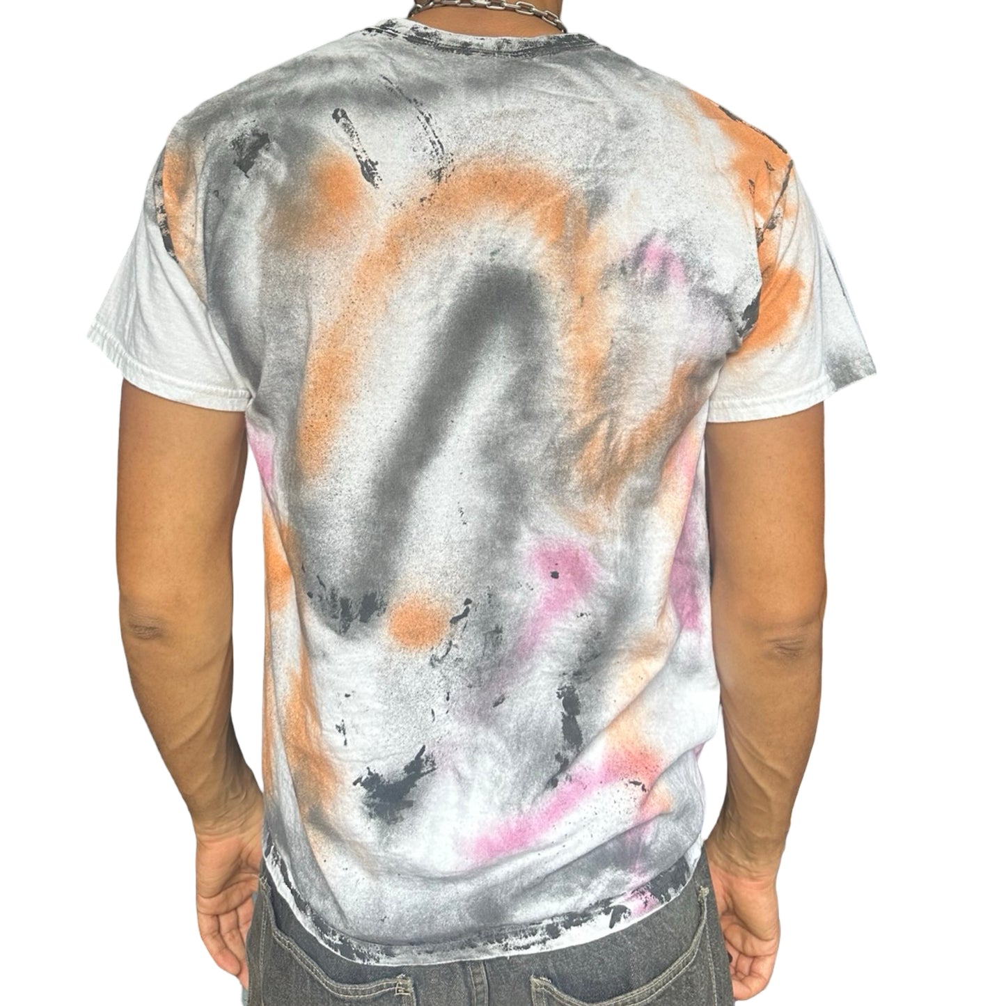 ASTROBOI* 'Swirls' White Painted Graphic T-shirt - back 