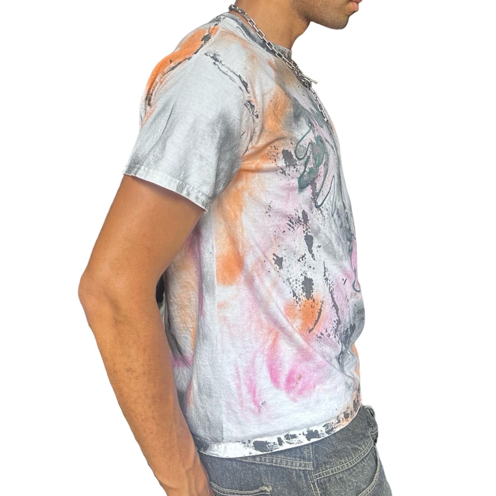 ASTROBOI* 'Swirls' White Painted Graphic T-shirt - right 
