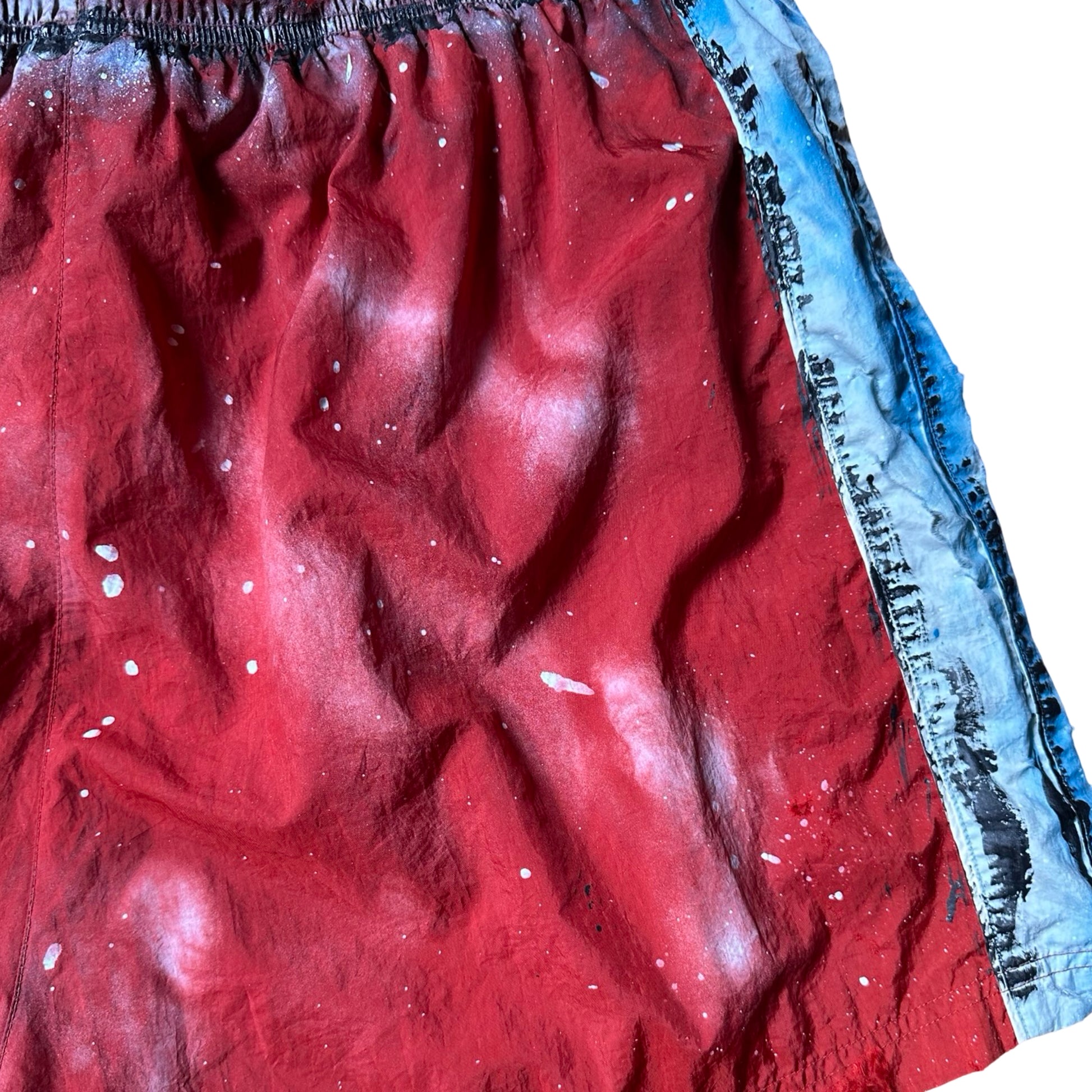 ASTROBOI* x Adidas Orange Nylon Rhinestone Grunge Shorts - flat back right