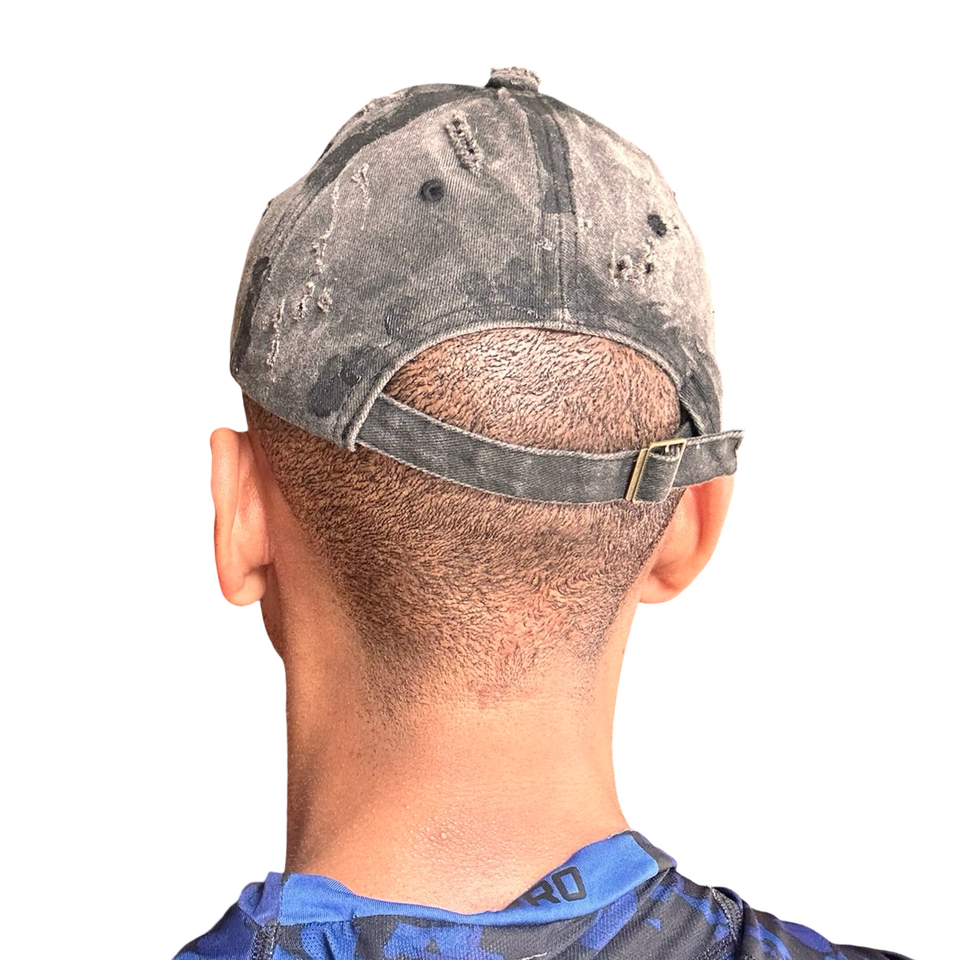 ASTROBOI* 'Indie Grunge' Black Distressed Hat -  back 