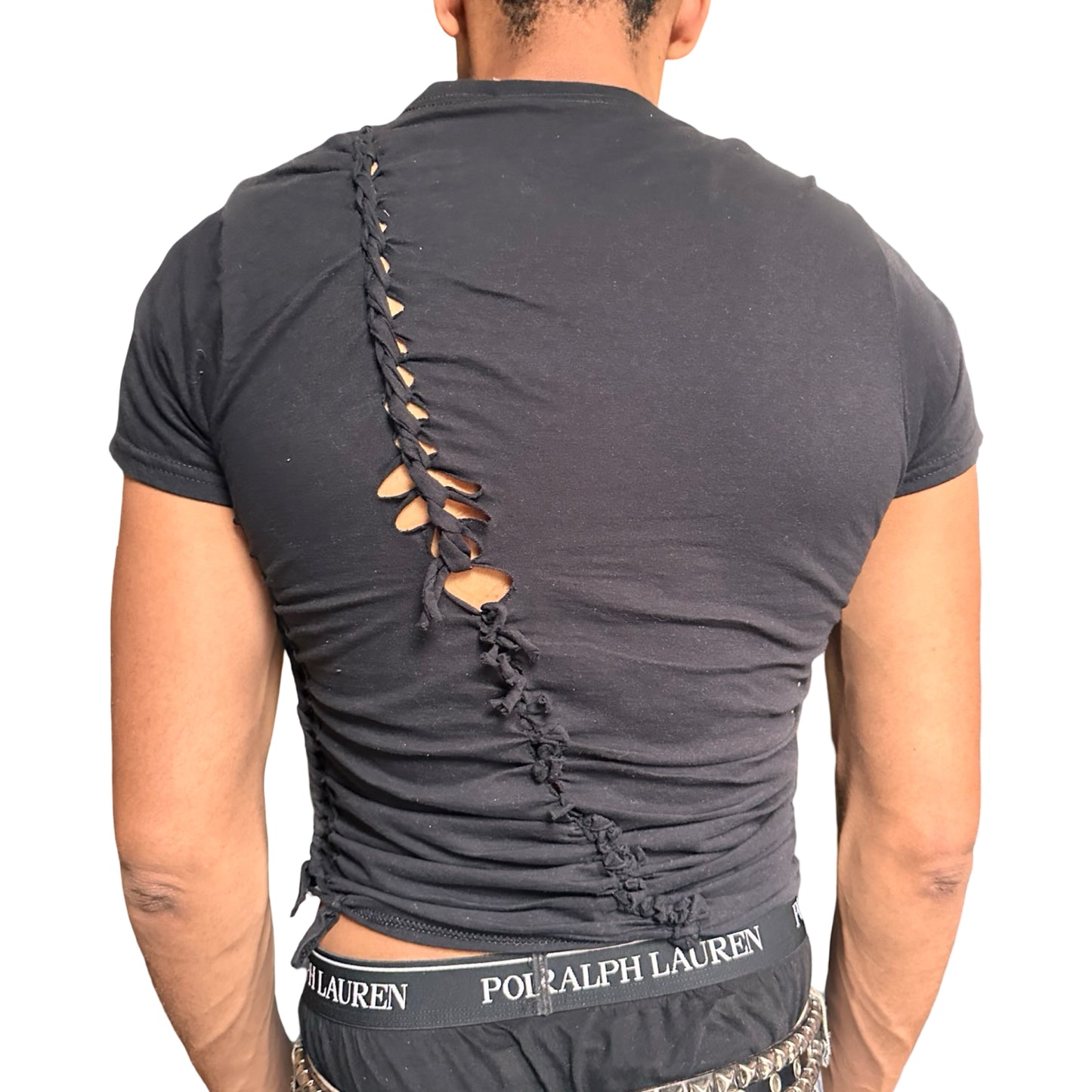 ASTROBOI* x Hanes 'Coal' Black Braided Twist T-Shirt - back 