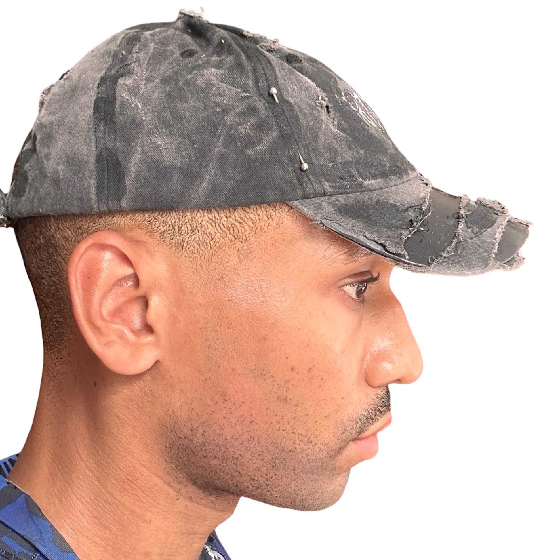 ASTROBOI* 'Indie Grunge' Black Distressed Hat -  right 