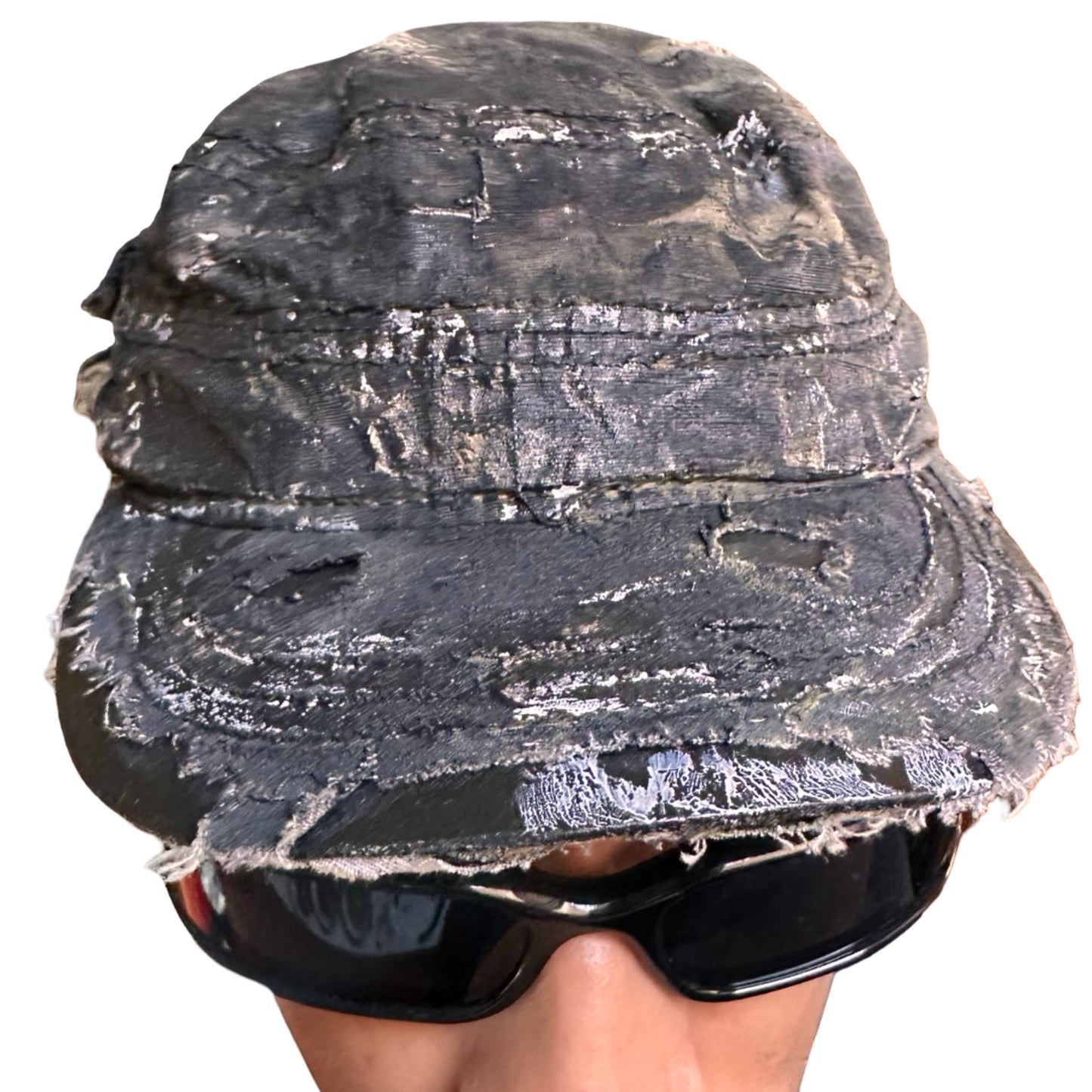 ASTROBOI* Retro Green Distressed Camouflage Painted Hat