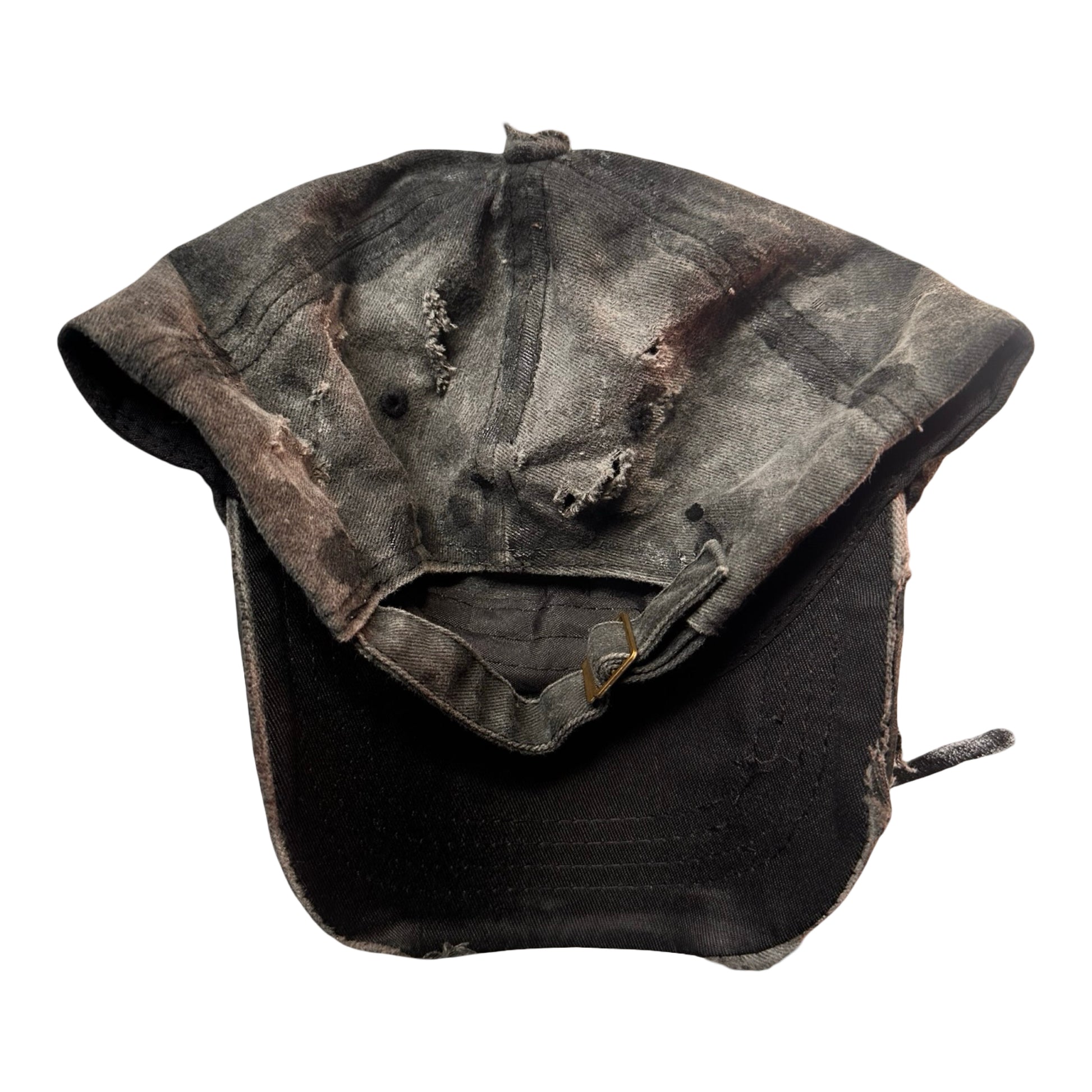 ASTROBOI* 'Indie Grunge' Black Distressed Hat -  flat back 