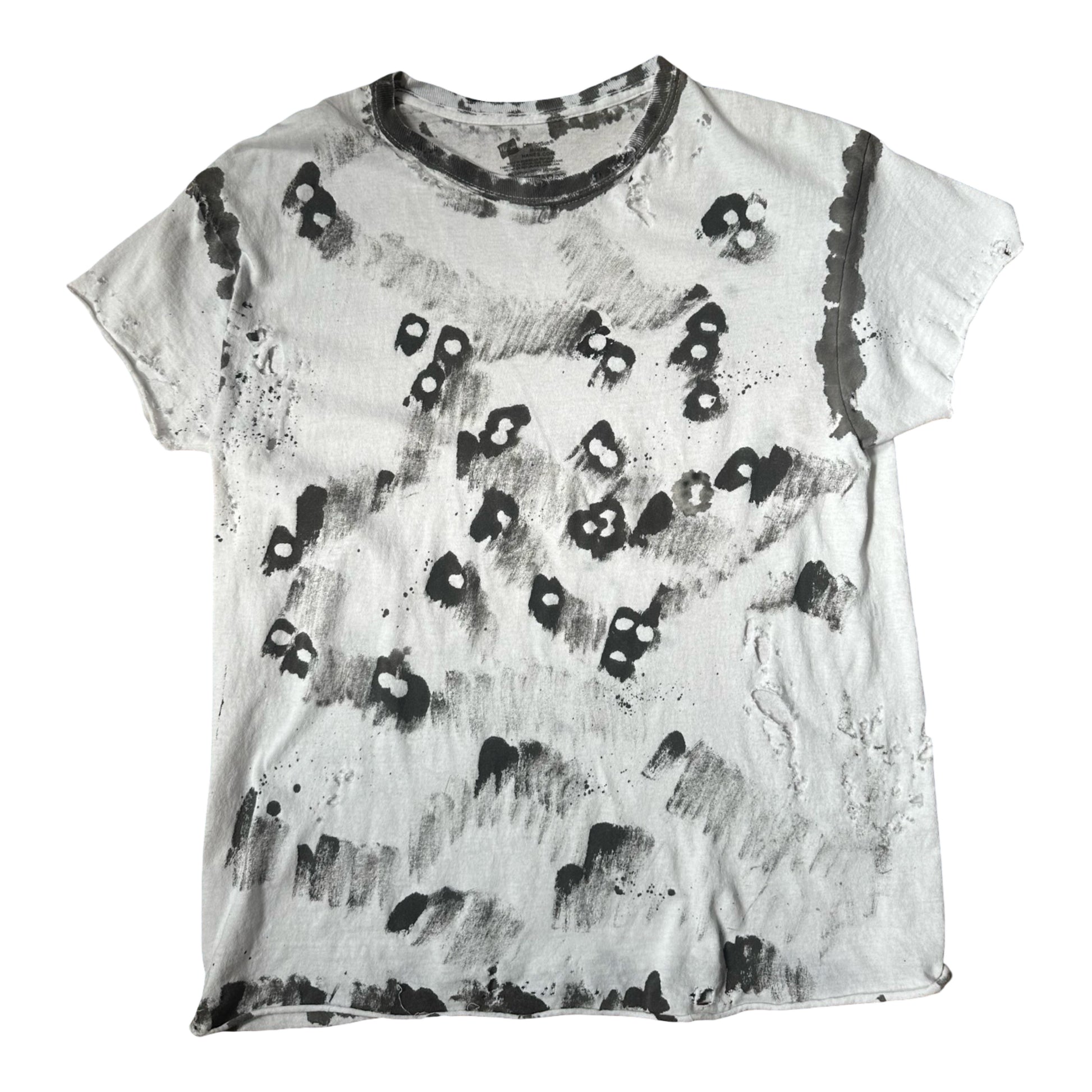 ASTROBOI* x Hanes White & Black Abstract Painted T-shirt – flat front 1