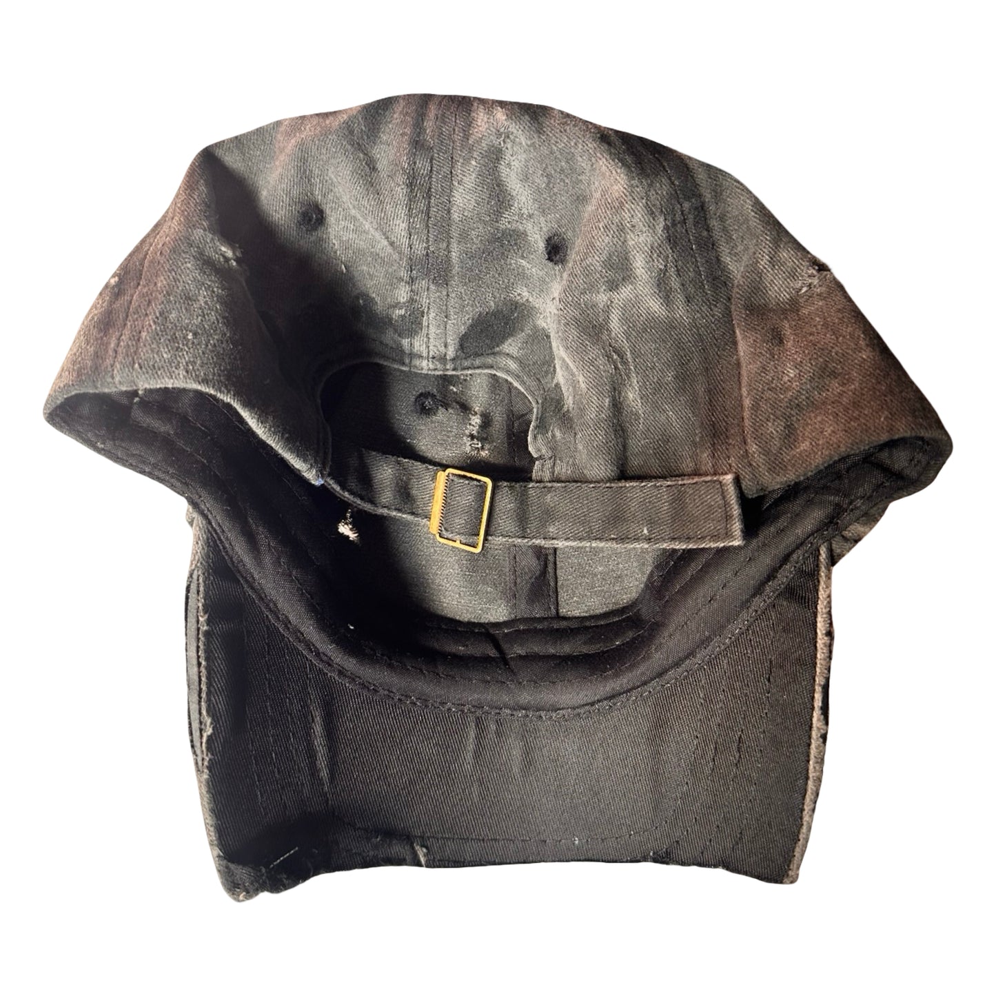 ASTROBOI* 'Indie 400' Black Distressed Pierced Half Visor Hat -  flat back 